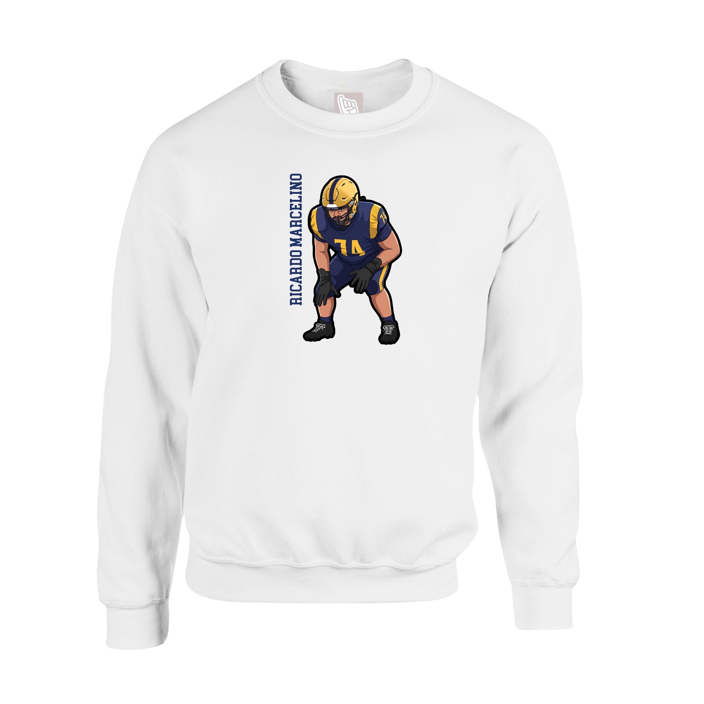 Fleece Crew — Name Vertical in White