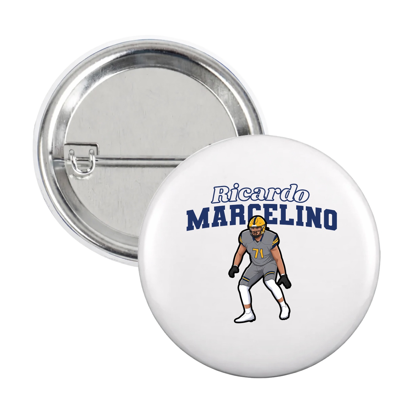 Game Day Button — Name Arch in White
