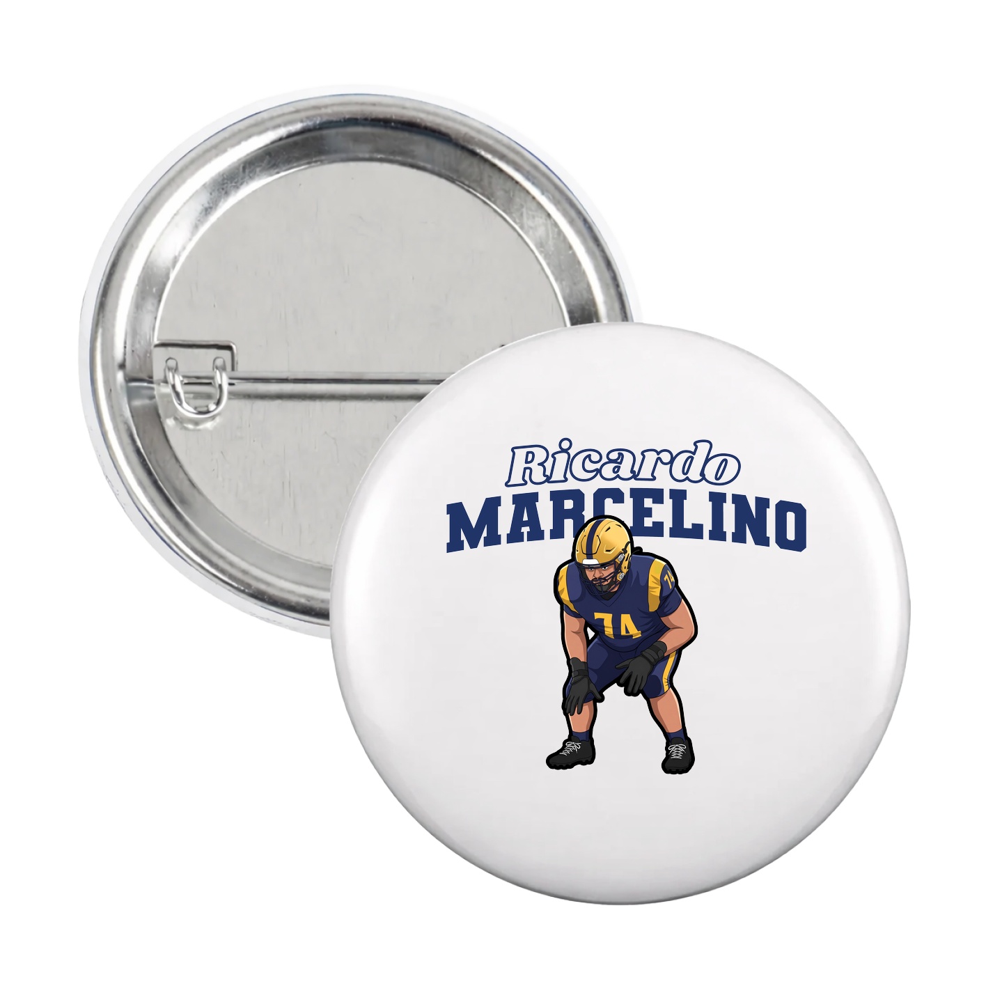 Game Day Button — Name Arch in White