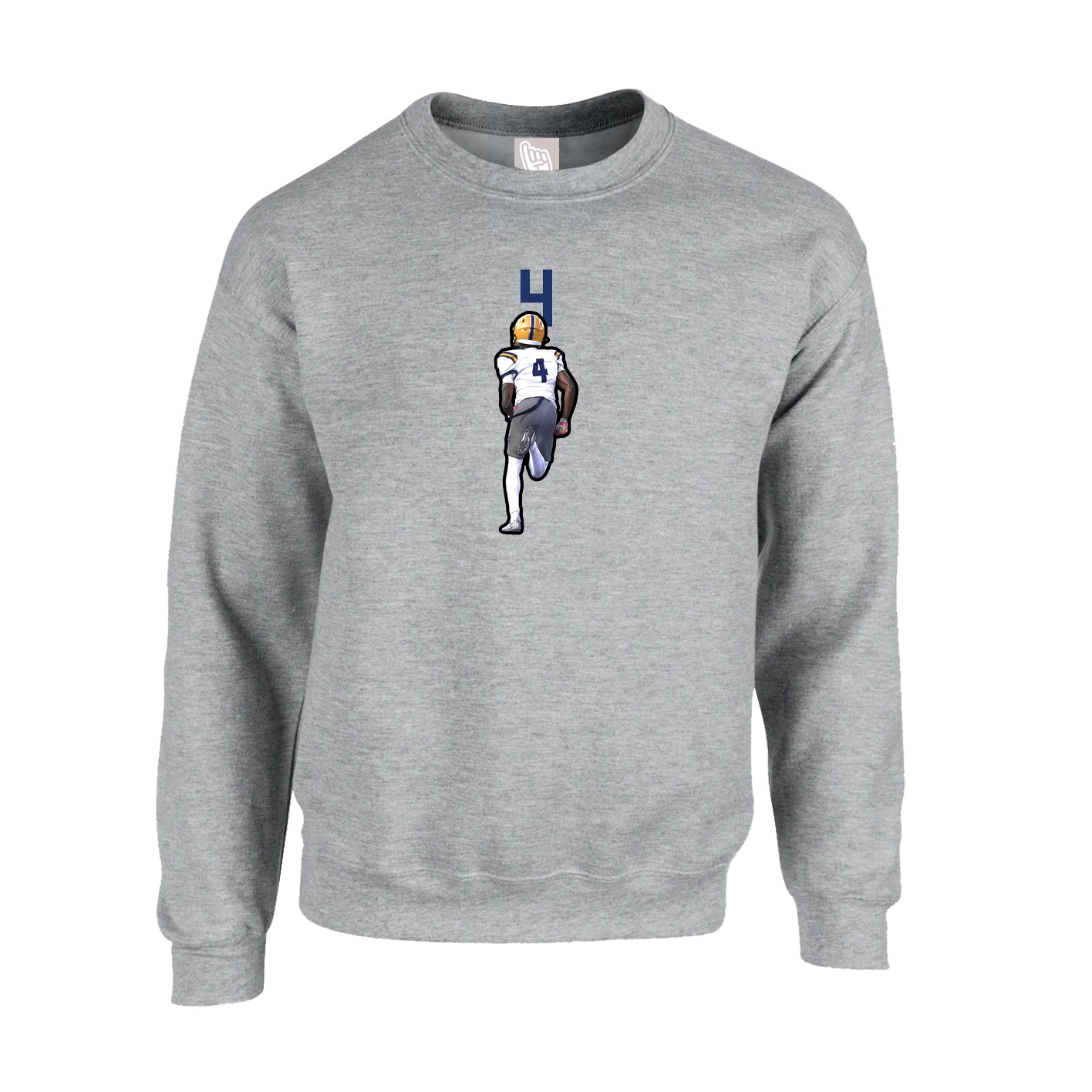 Fleece Crew — Number Top in Grey