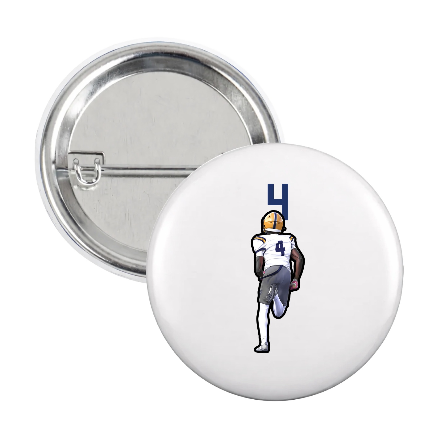 Game Day Button — Number Top in White
