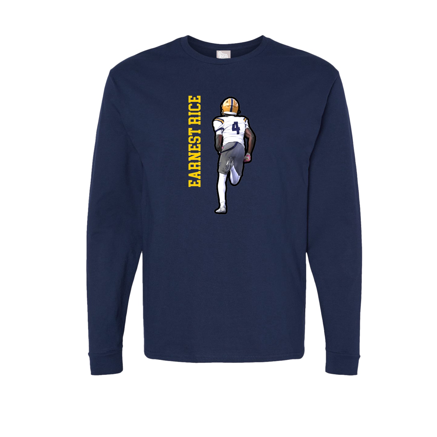 Long Sleeve Tee — Name Vertical in Navy