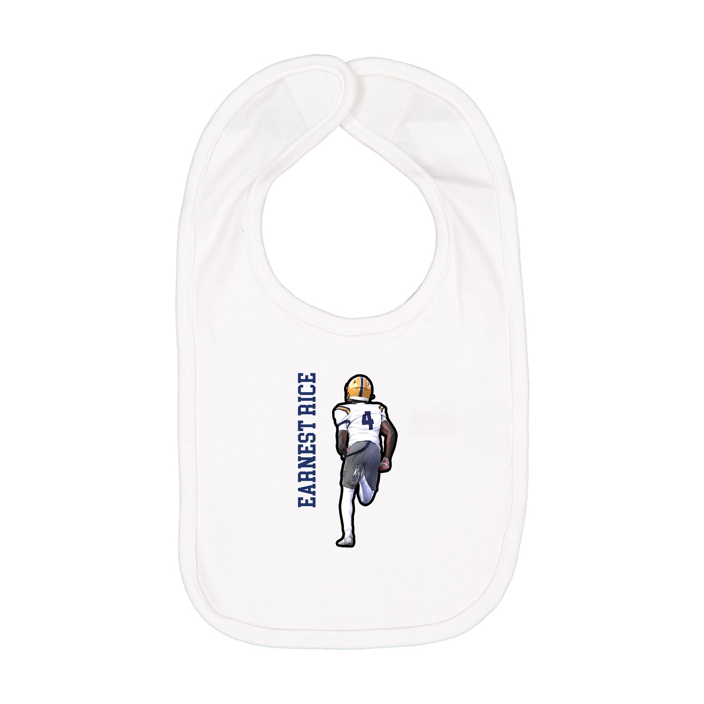 Infant Bib — Name Vertical in White