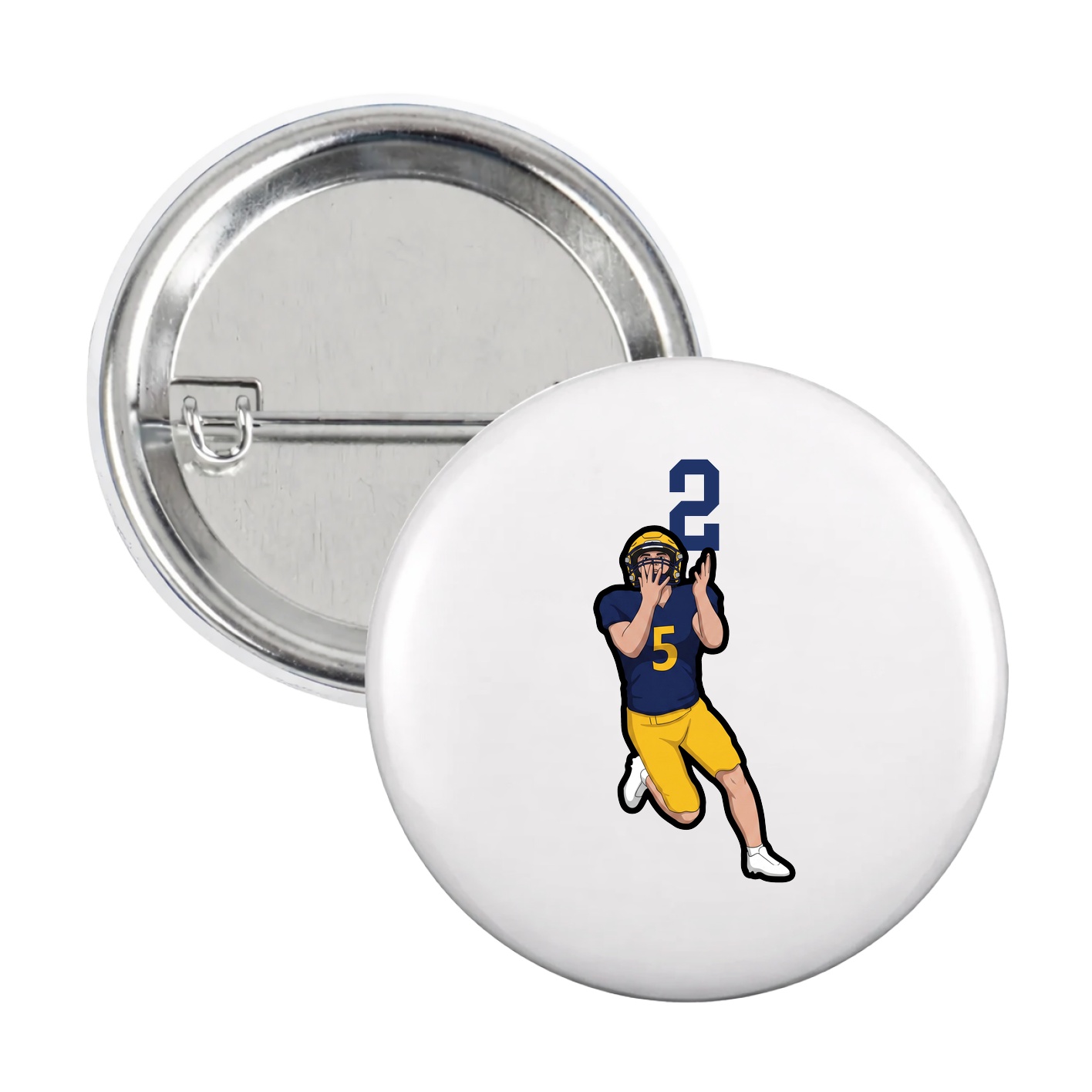 Game Day Button — Number Top in White