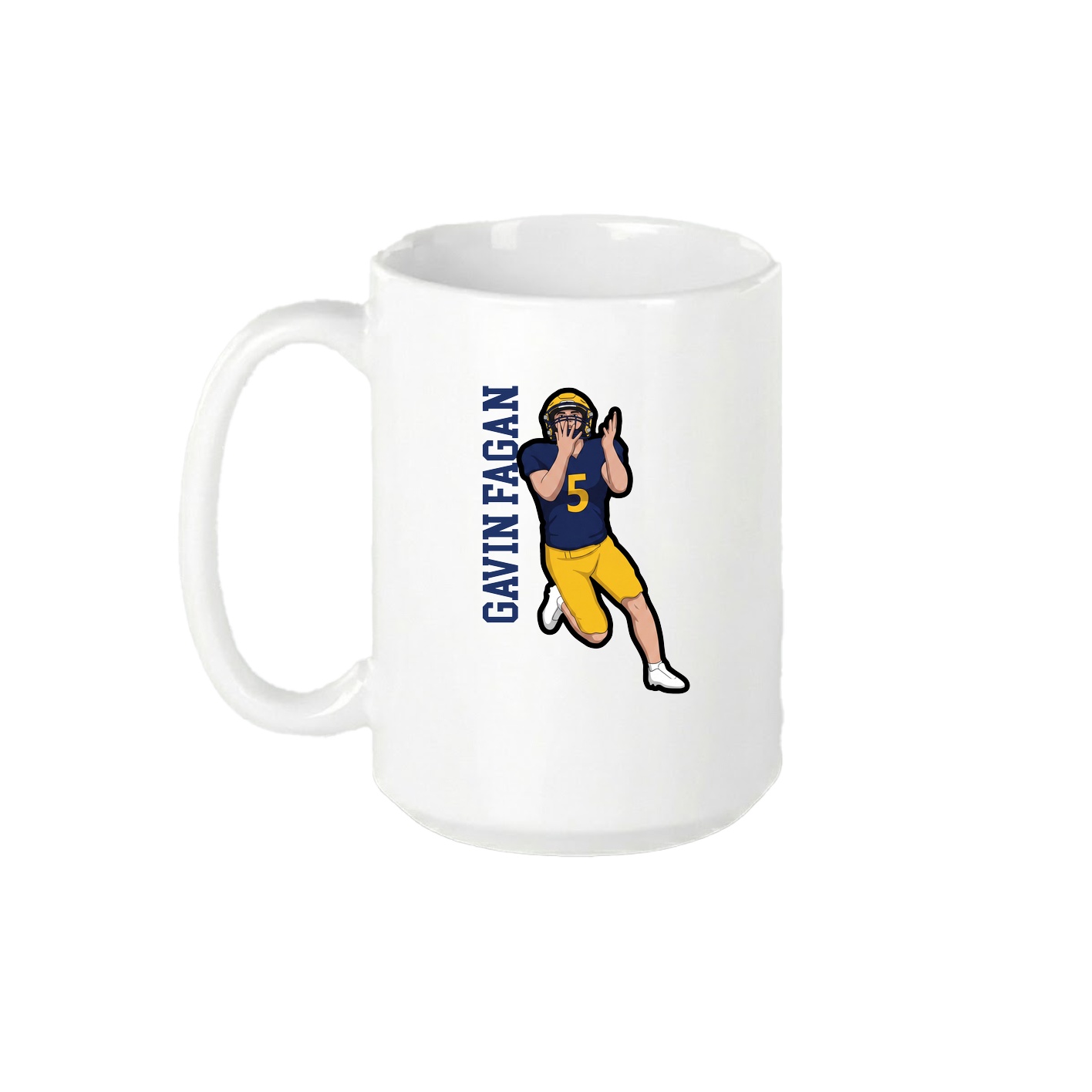 15oz Coffee Mug — Name Vertical in White