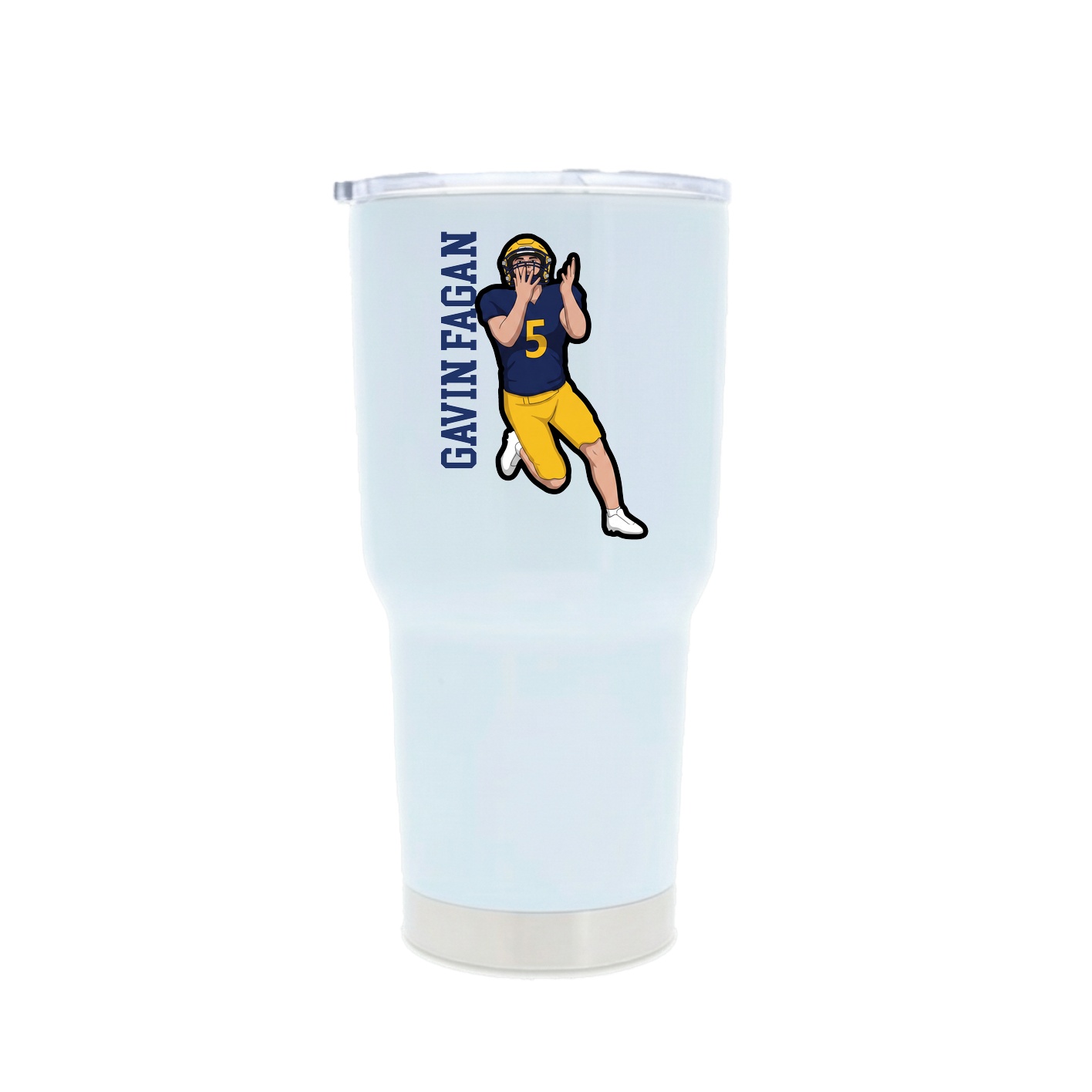 30oz Stainless Steel Tumbler — Name Vertical in White
