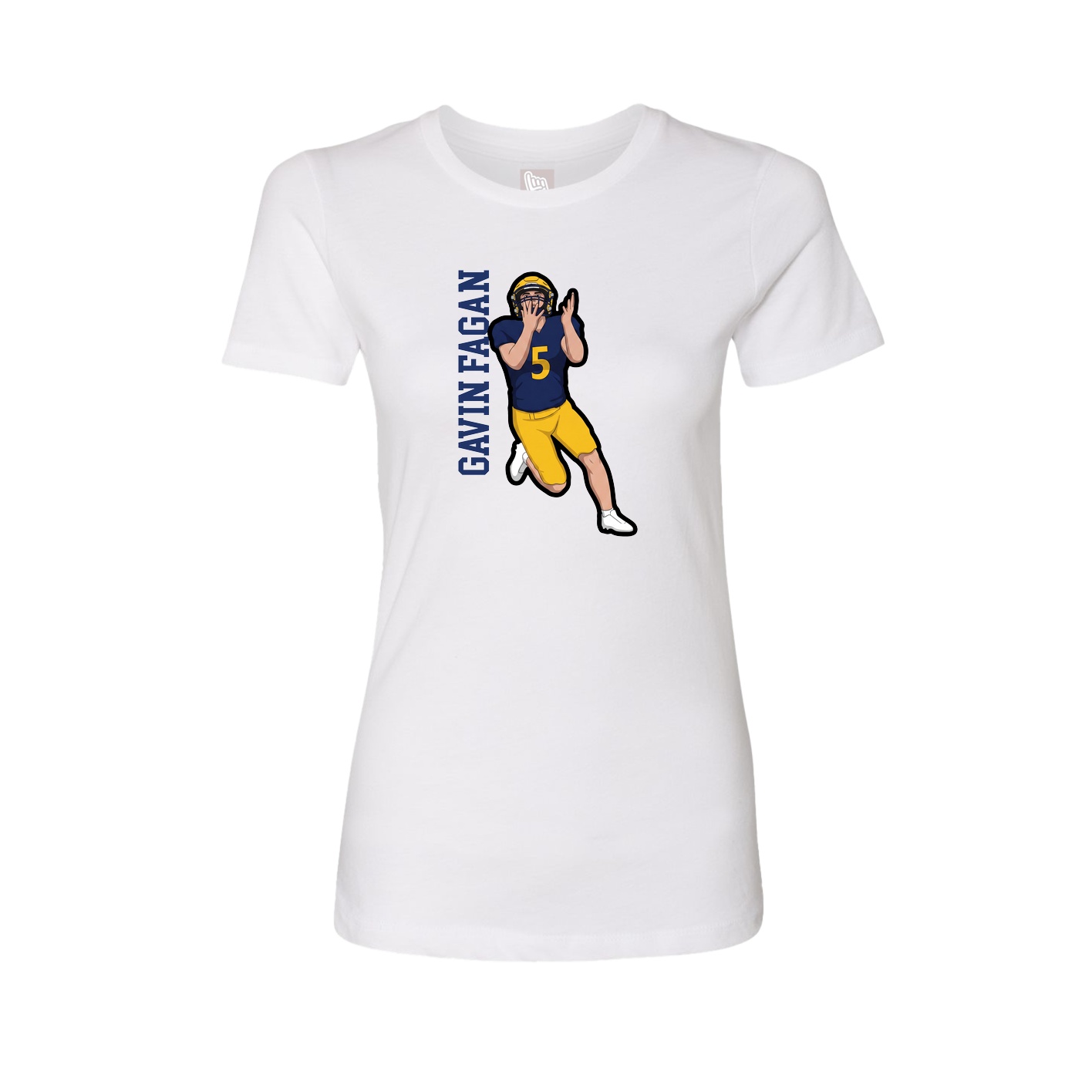Fitted Women's Tee — Name Vertical in White