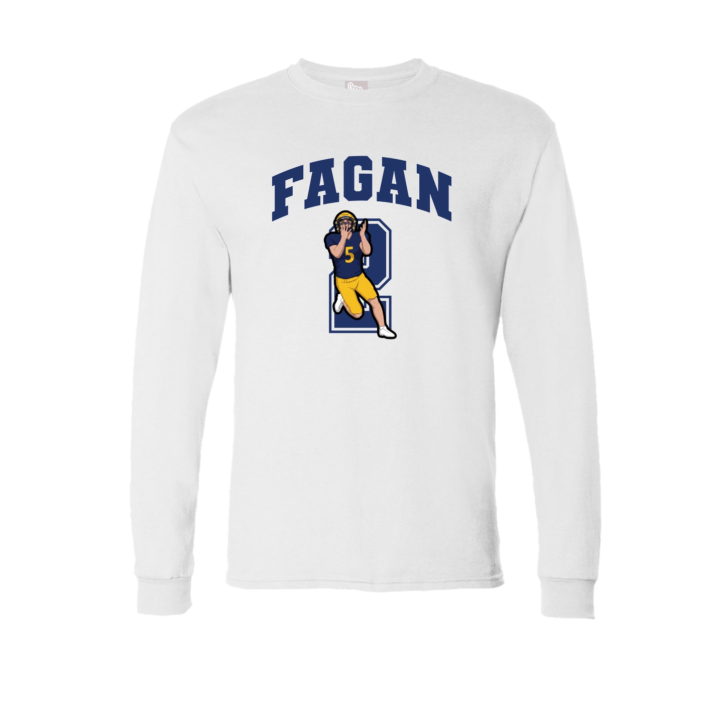 Long Sleeve Tee — Number in White