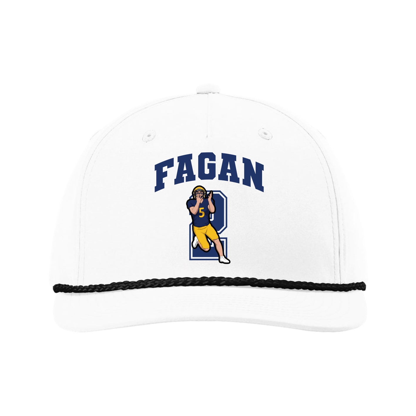 Five-Panel Classic Rope Cap — Number in White