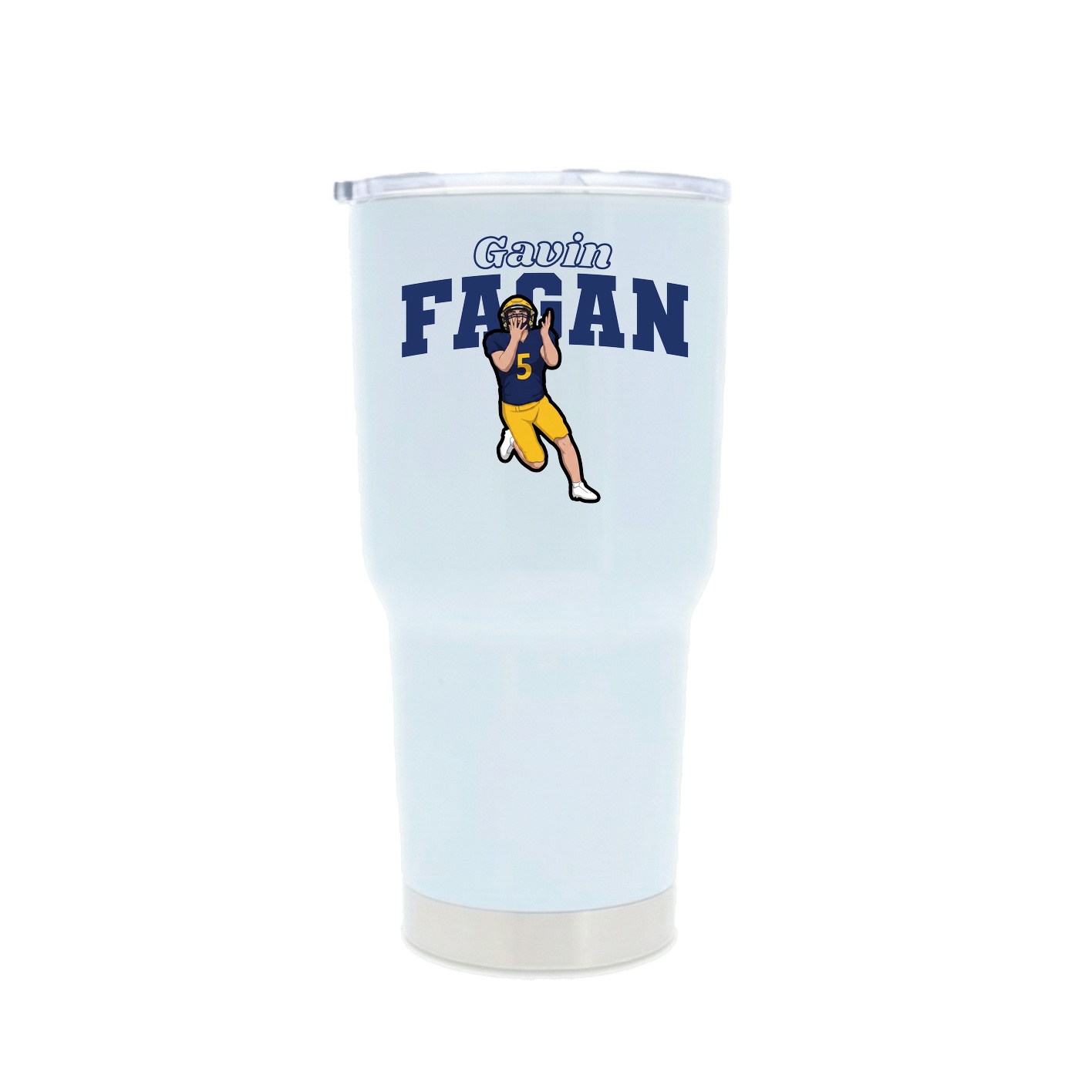 30oz Stainless Steel Tumbler — Name Arch in White
