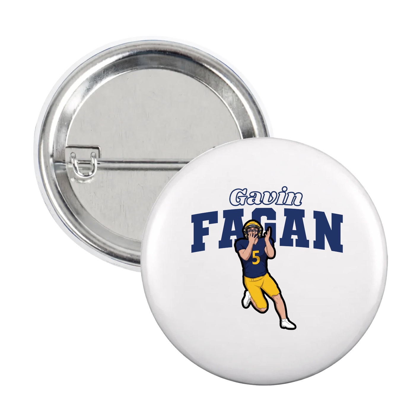 Game Day Button — Name Arch in White