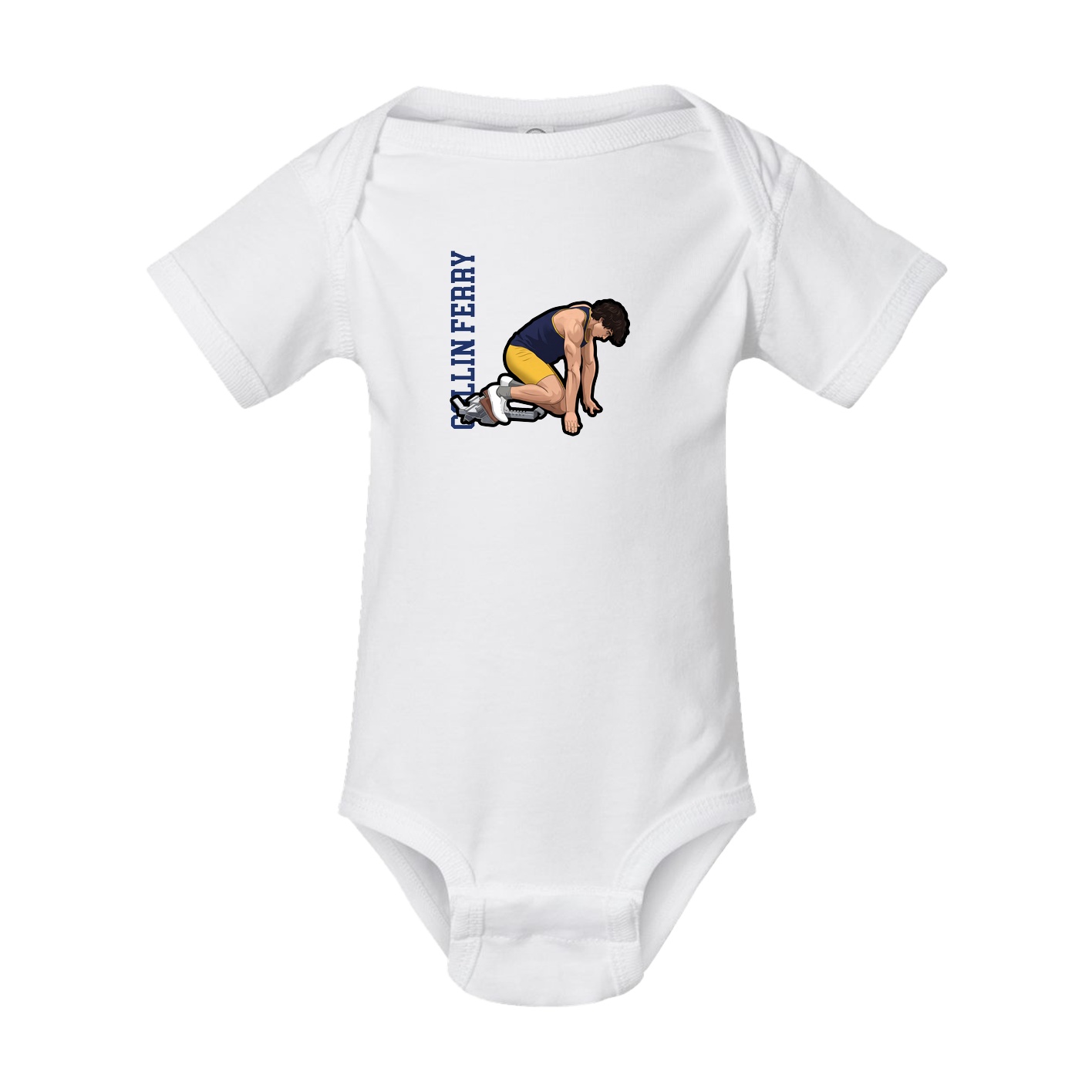 Baby Onesie — Name Vertical in White