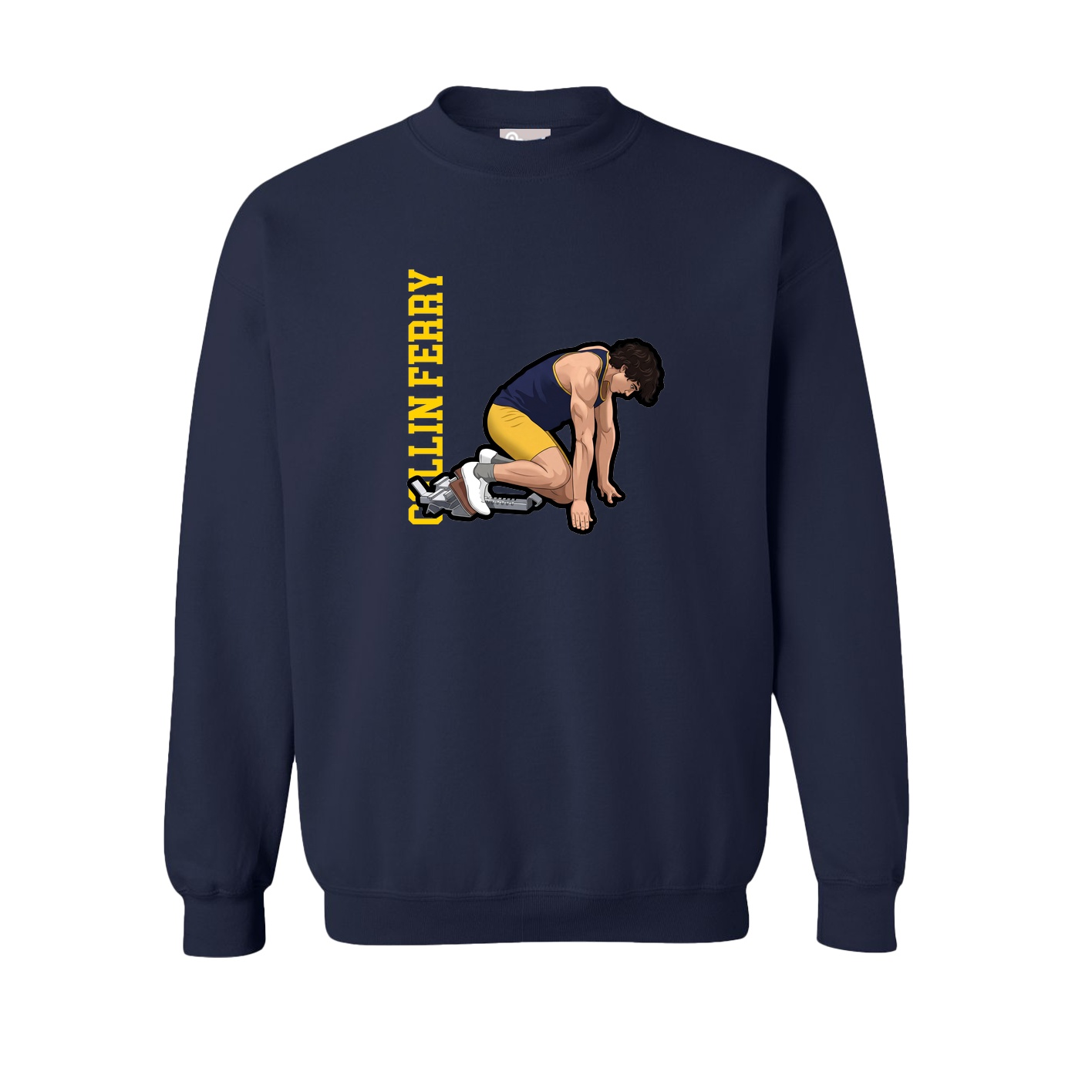 Fleece Crew — Name Vertical in Navy