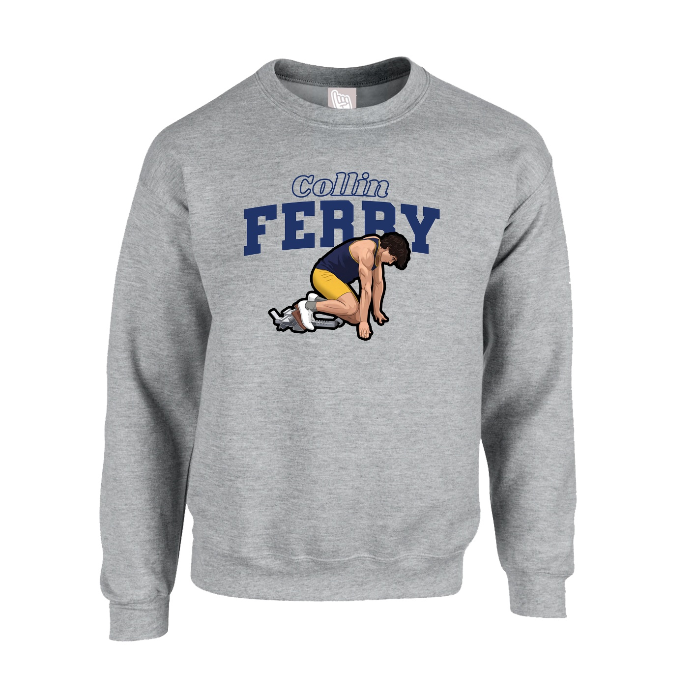 Fleece Crew — Name Arch in Grey