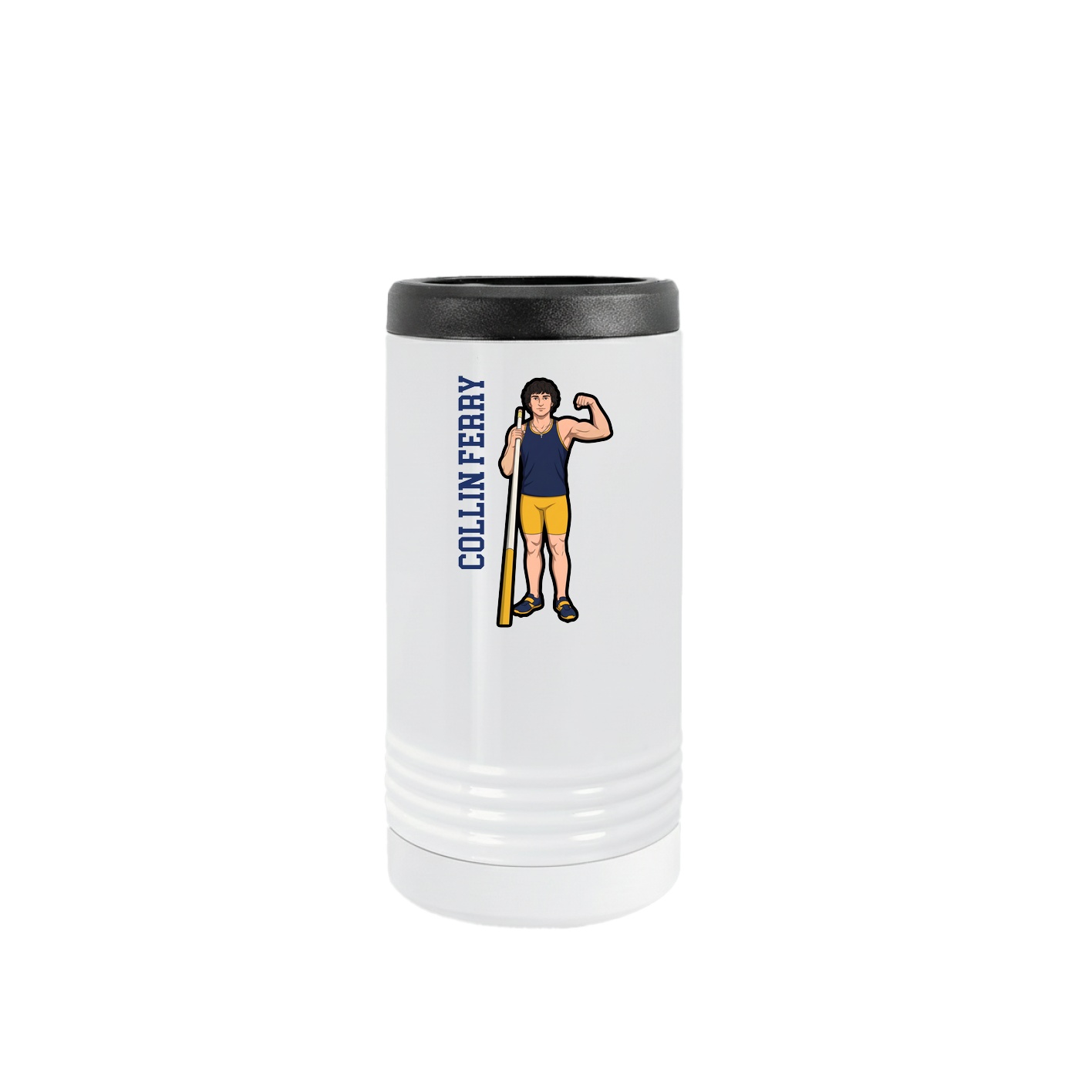 Slim Beverage Holder — Name Vertical in White