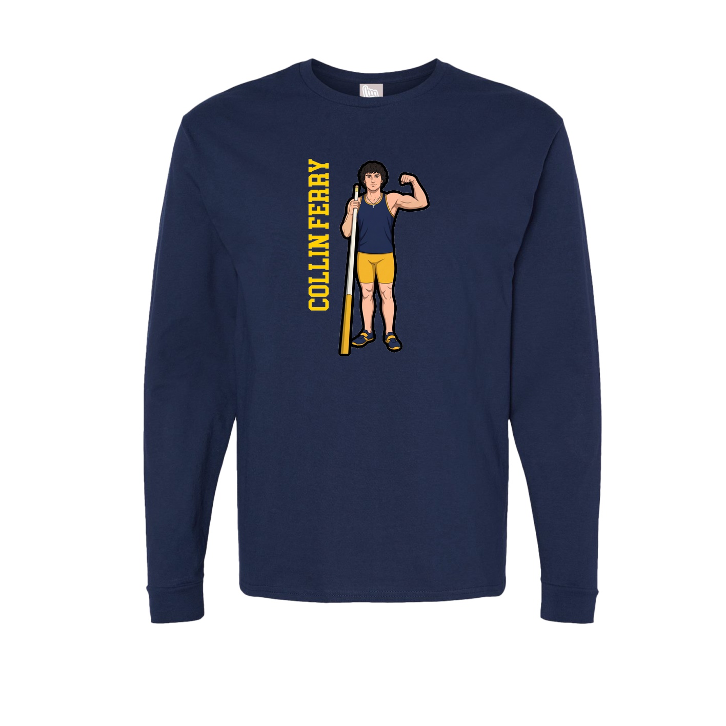 Long Sleeve Tee — Name Vertical in Navy