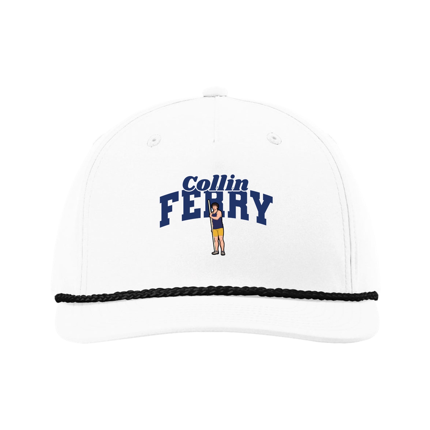 Five-Panel Classic Rope Cap — Signature Arch in White
