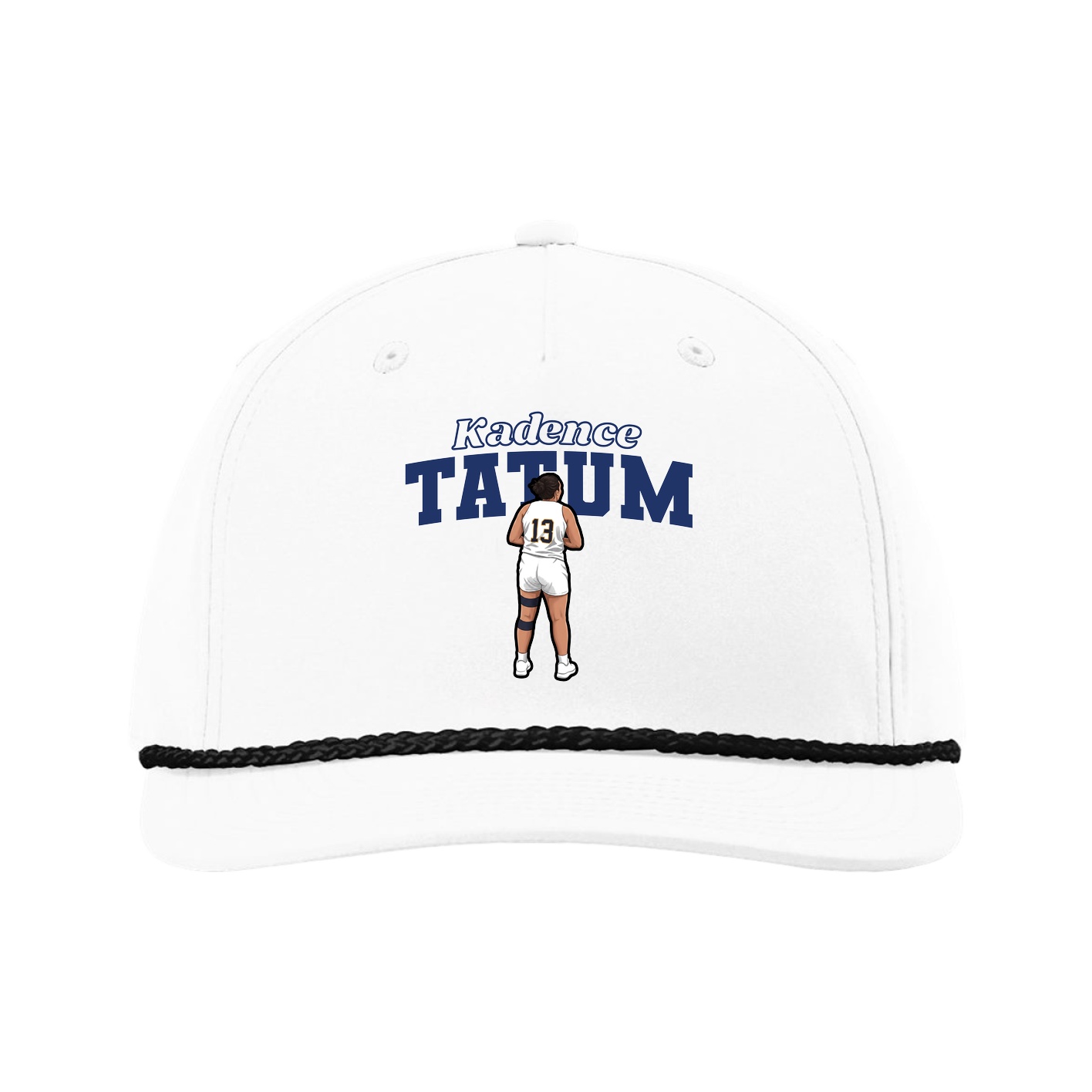 Five-Panel Classic Rope Cap — Name Arch in White
