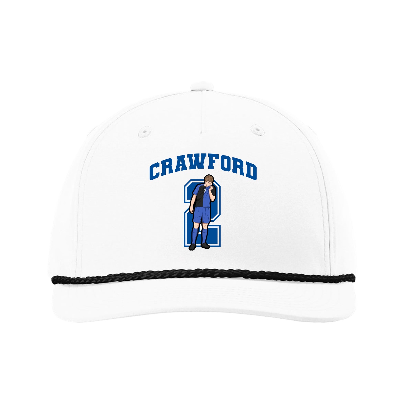 Five-Panel Classic Rope Cap — Number in White