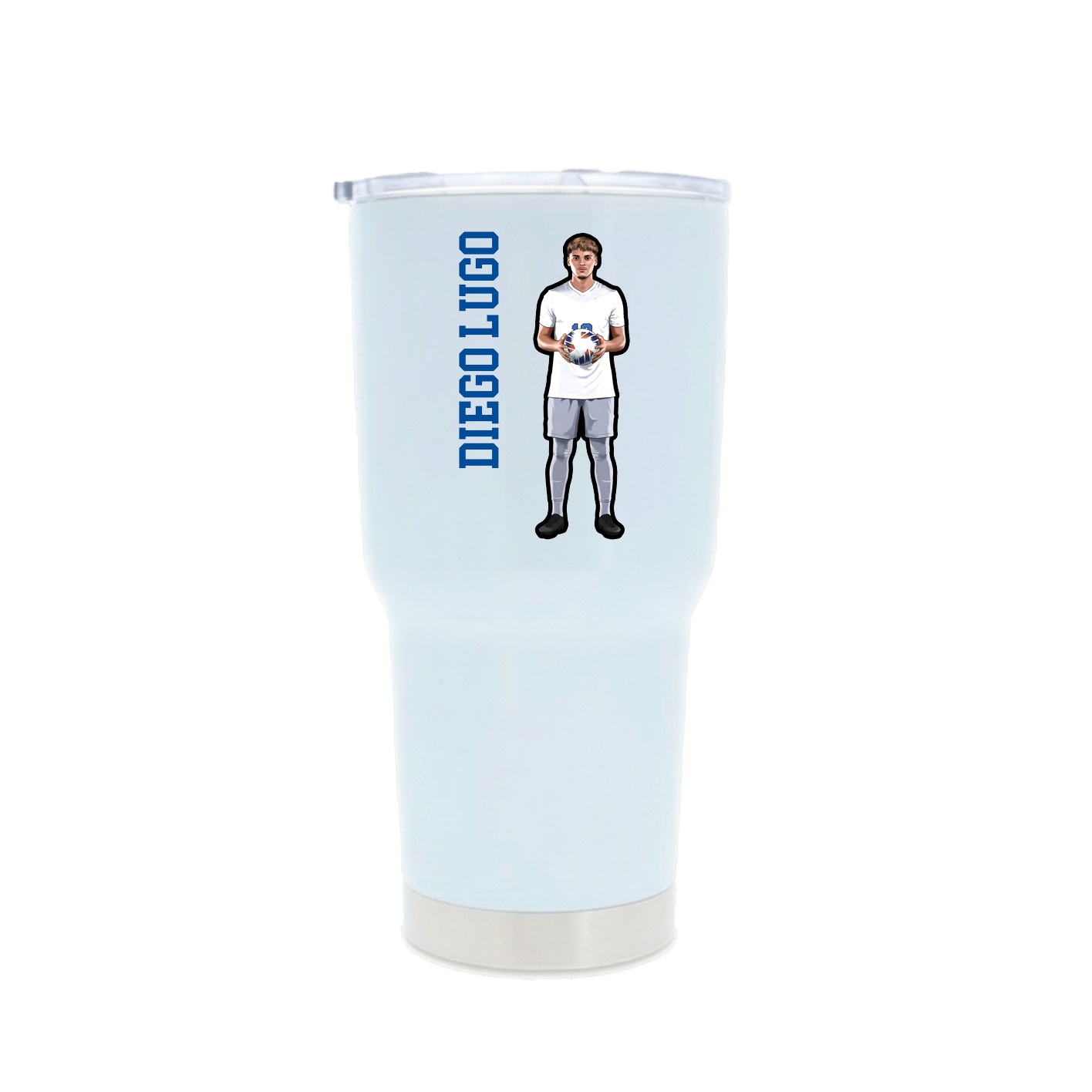 30oz Stainless Steel Tumbler — Name Vertical in White