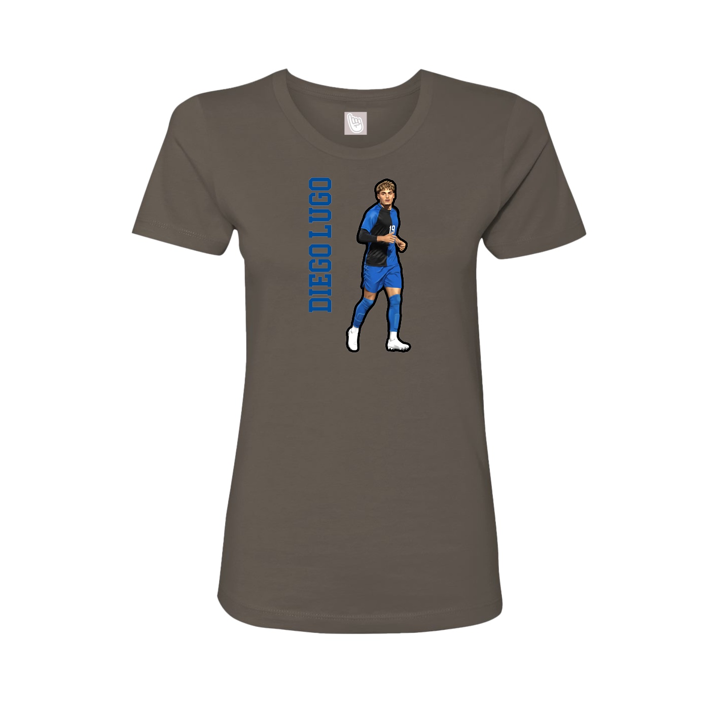 Fitted Women's Tee — Name Vertical in Grey