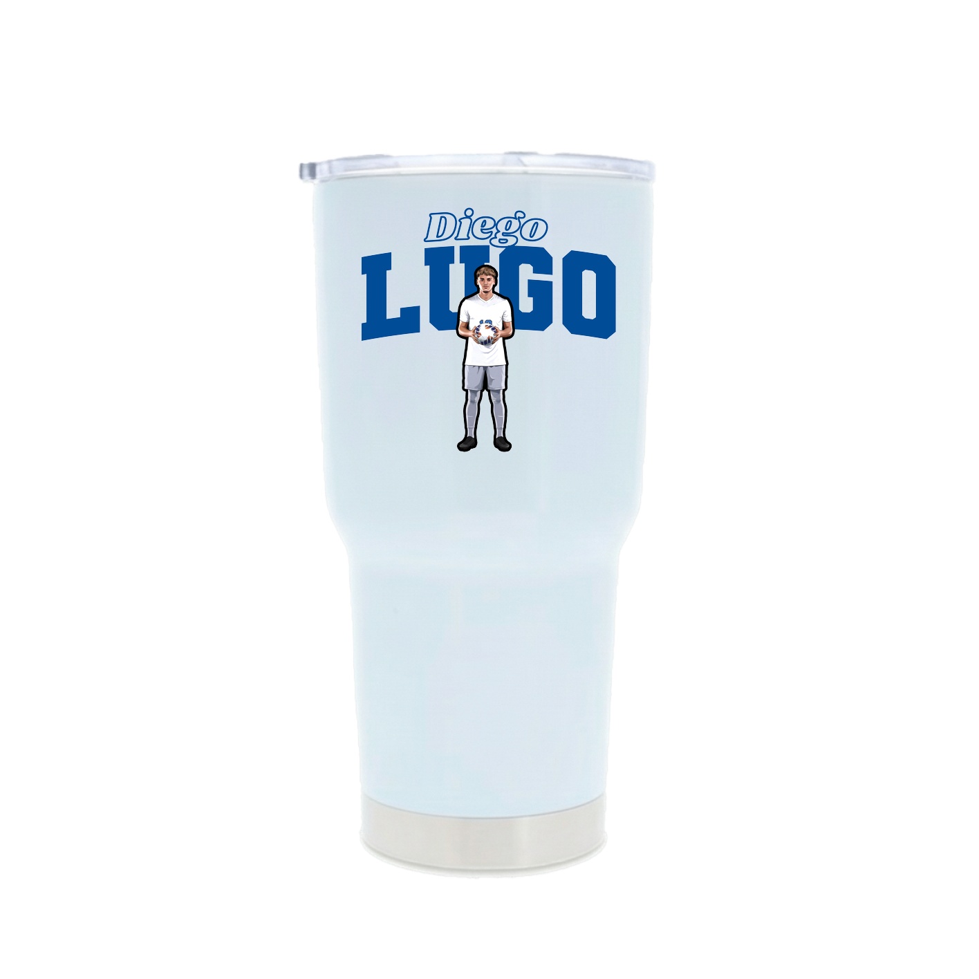 30oz Stainless Steel Tumbler — Name Arch in White