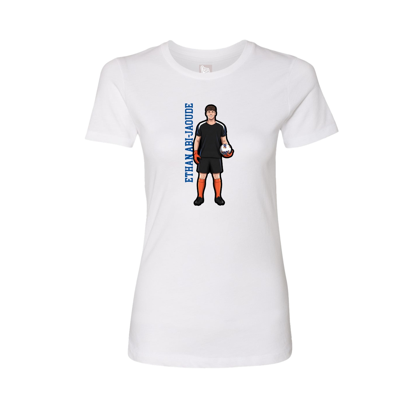 Fitted Women's Tee — Name Vertical in White