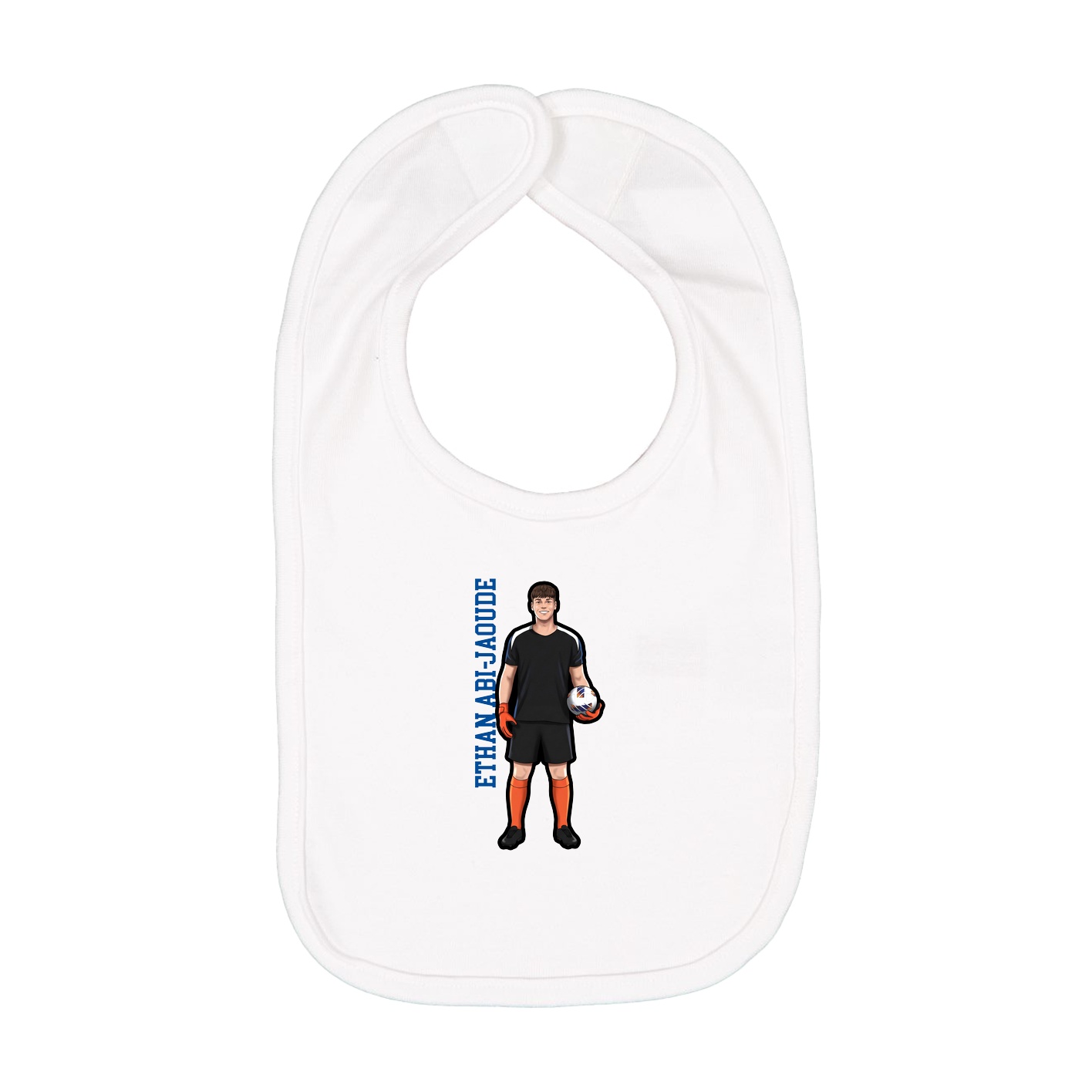 Infant Bib — Name Vertical in White