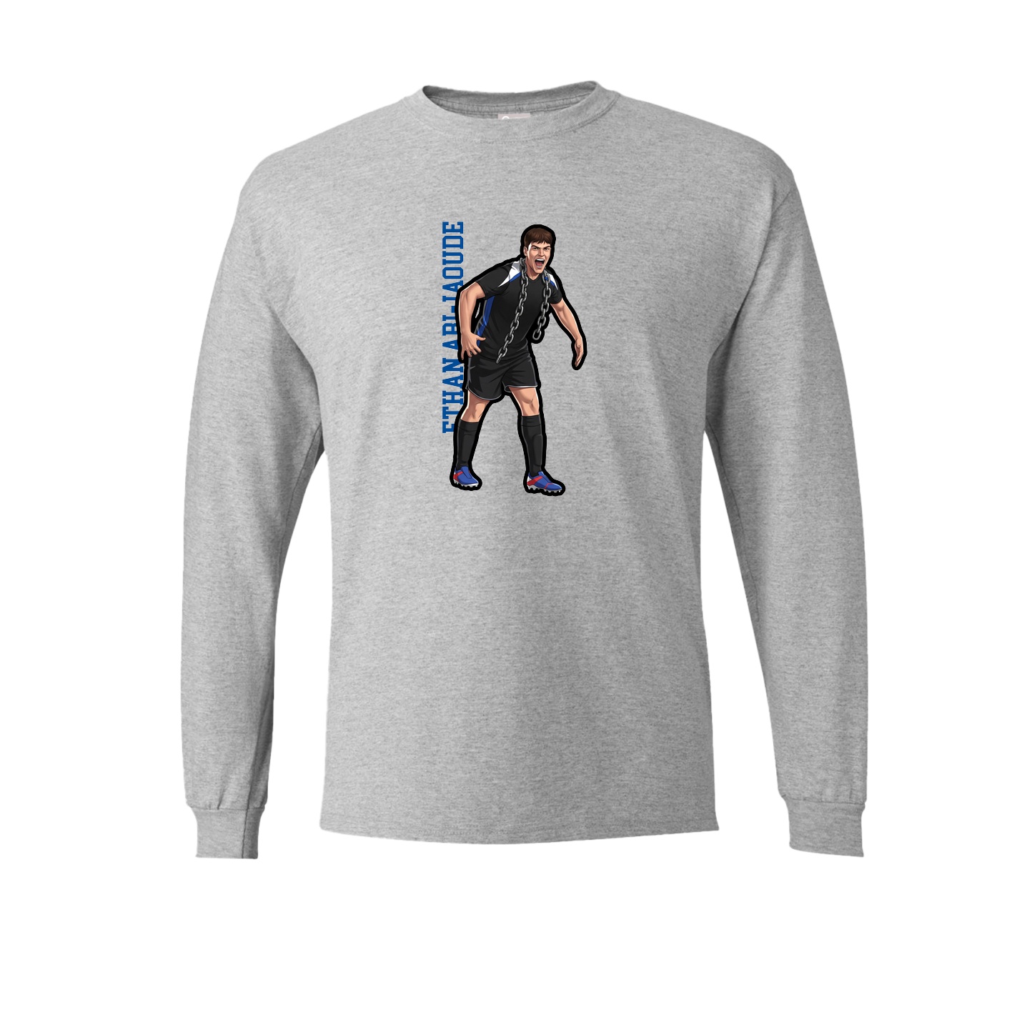 Long Sleeve Tee — Name Vertical in Grey