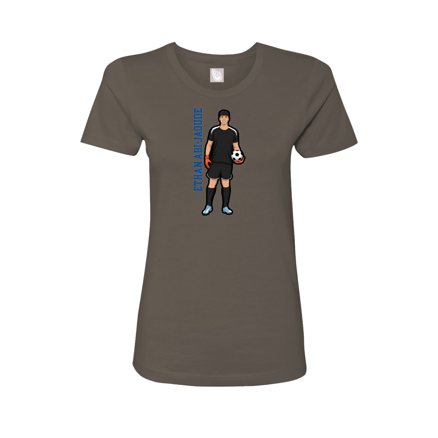 Fitted Women's Tee — Name Vertical in Grey