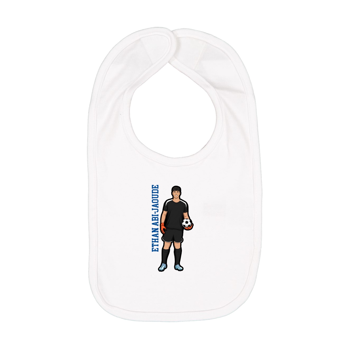 Infant Bib — Name Vertical in White