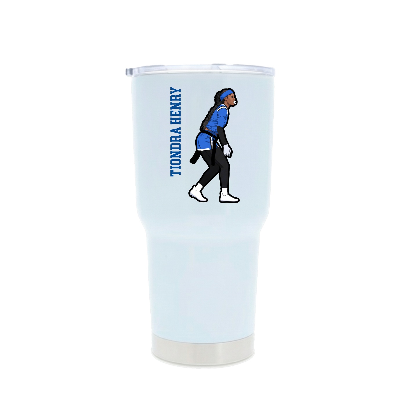 30oz Stainless Steel Tumbler — Name Vertical in White