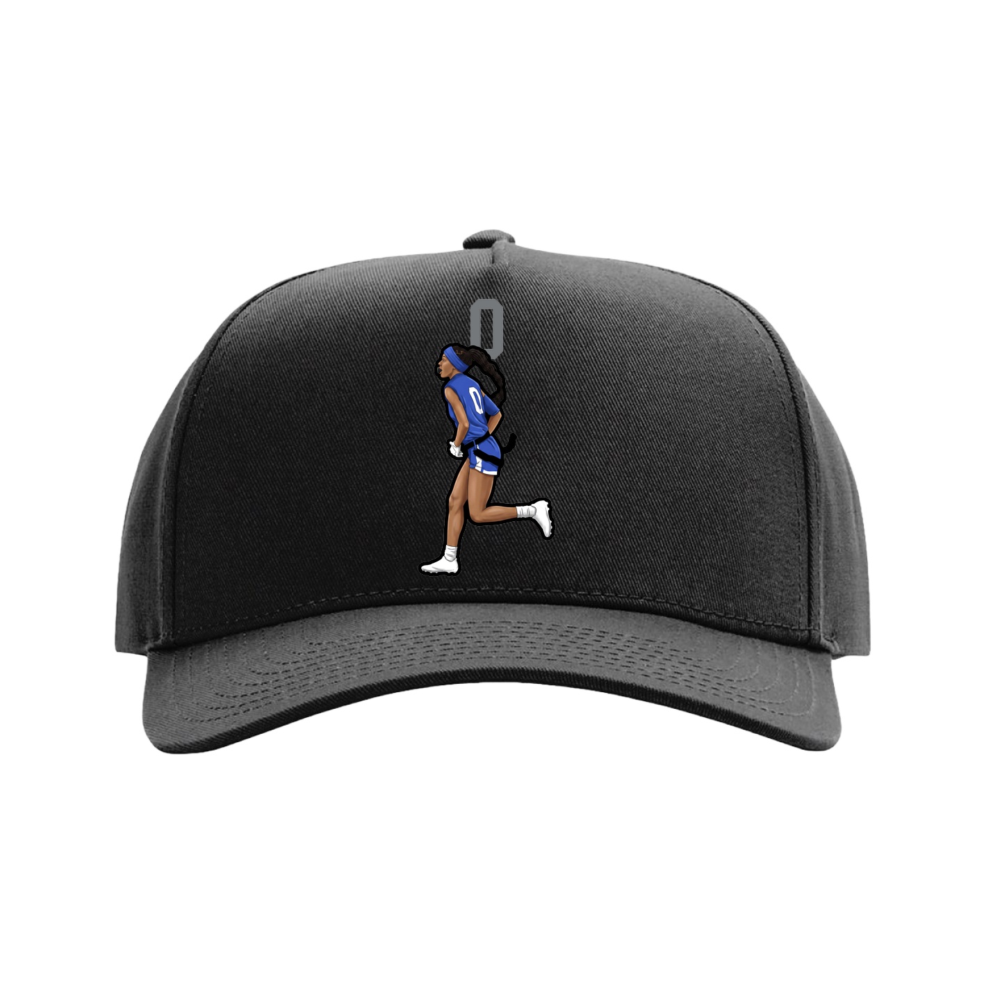 Full Fabric Five-Panel Champ Cap — Number Top in Black