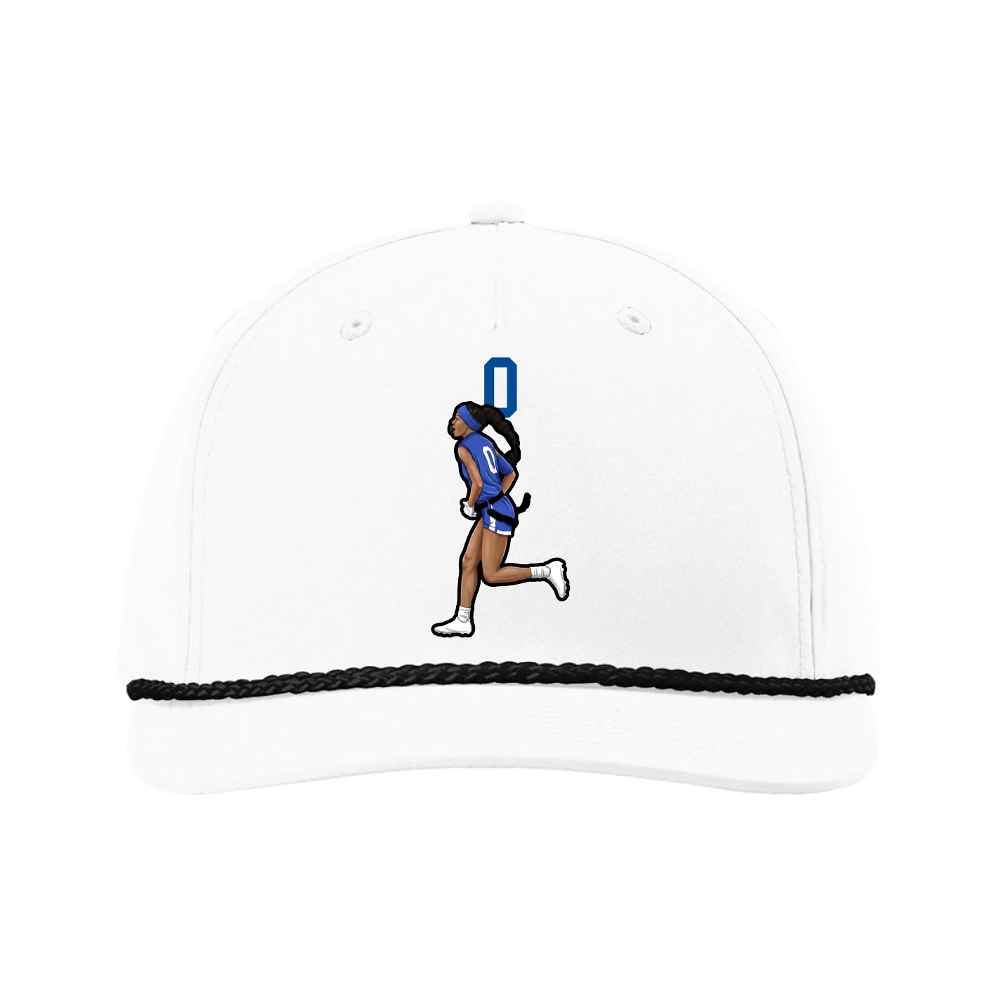 Five-Panel Classic Rope Cap — Number Top in White