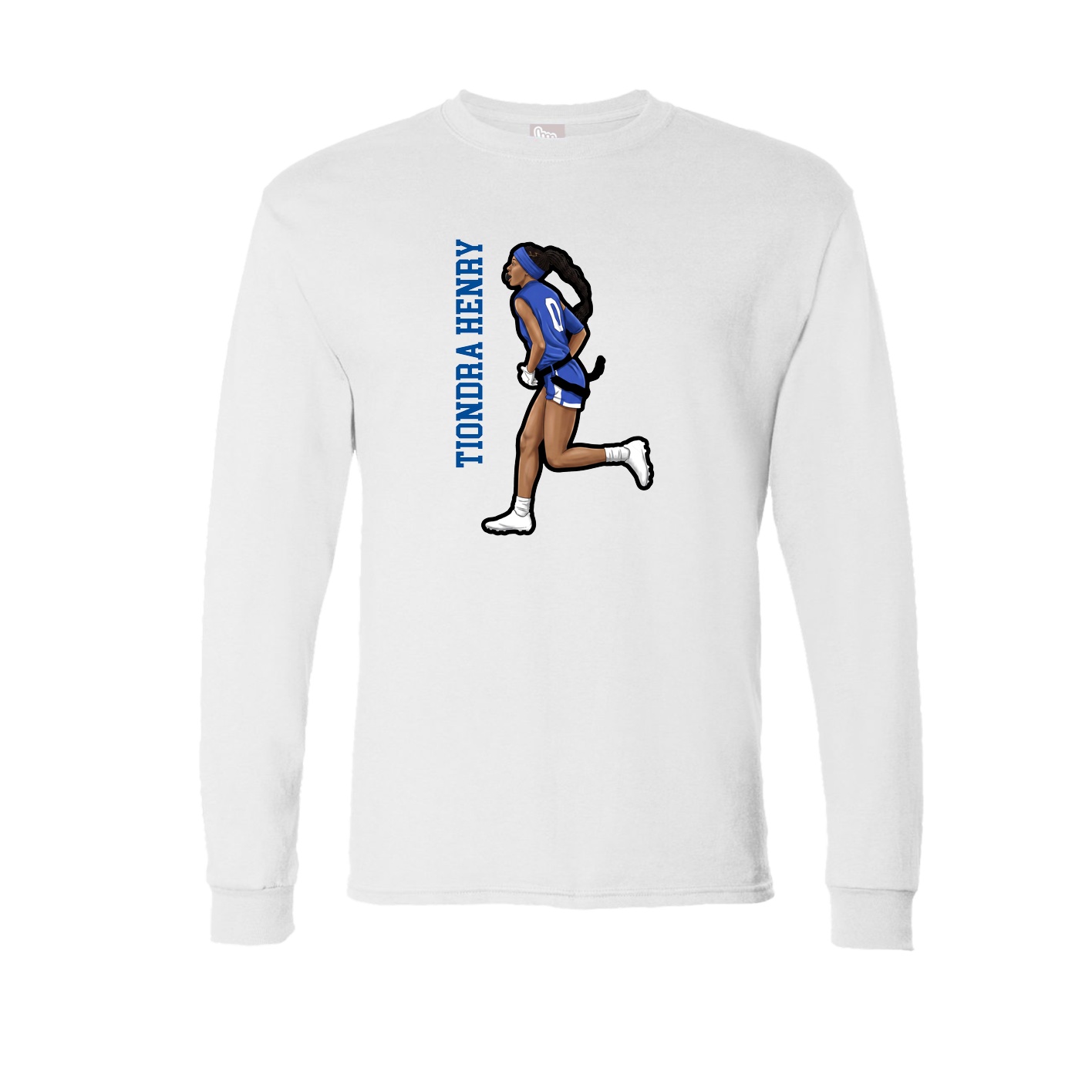 Long Sleeve Tee — Name Vertical in White