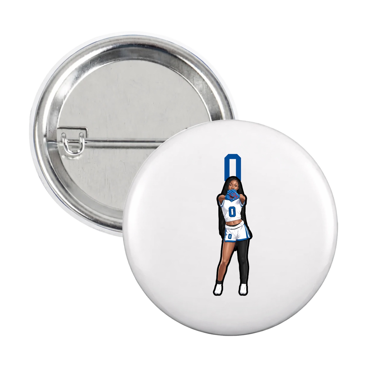 Game Day Button — Number Top in White
