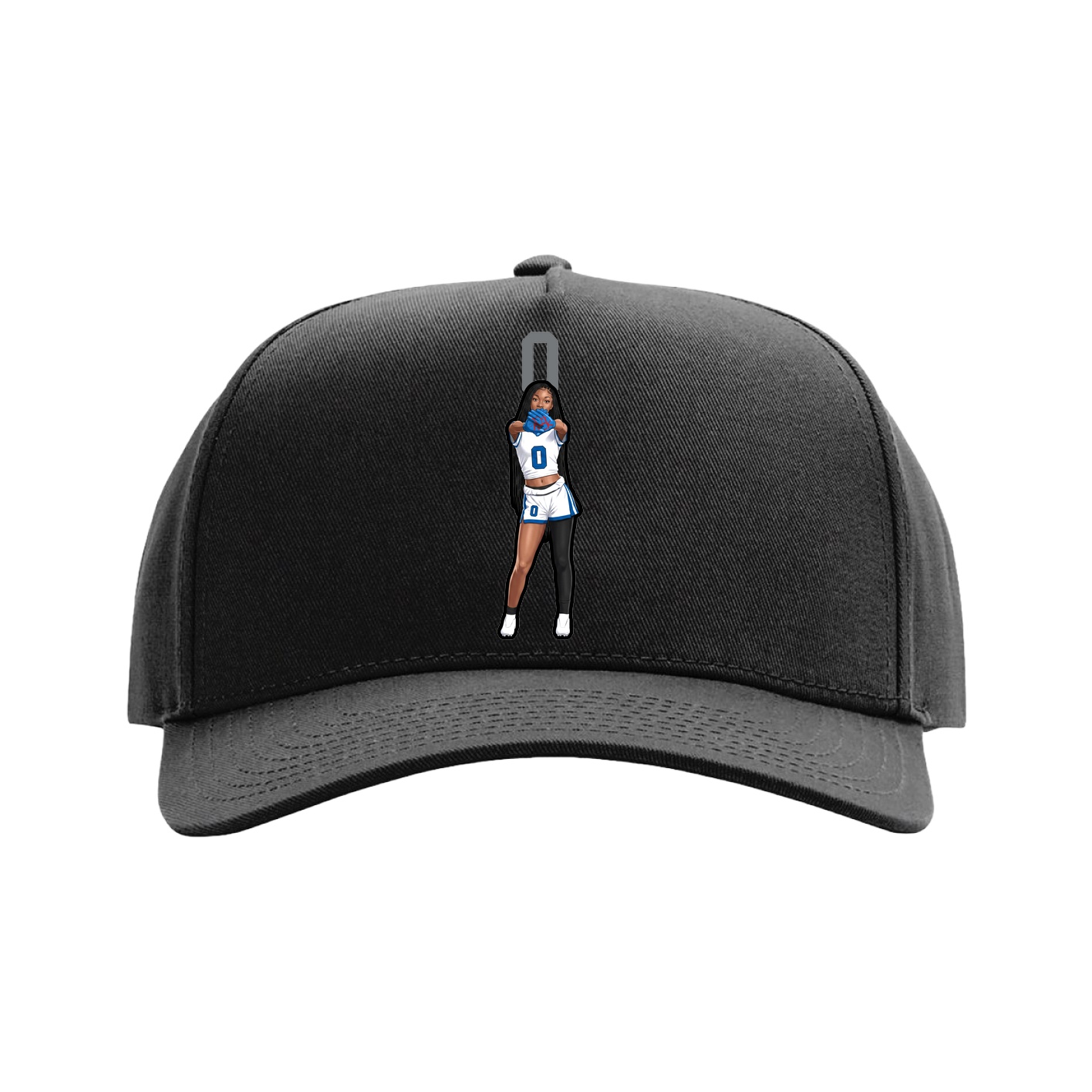 Full Fabric Five-Panel Champ Cap — Number Top in Black
