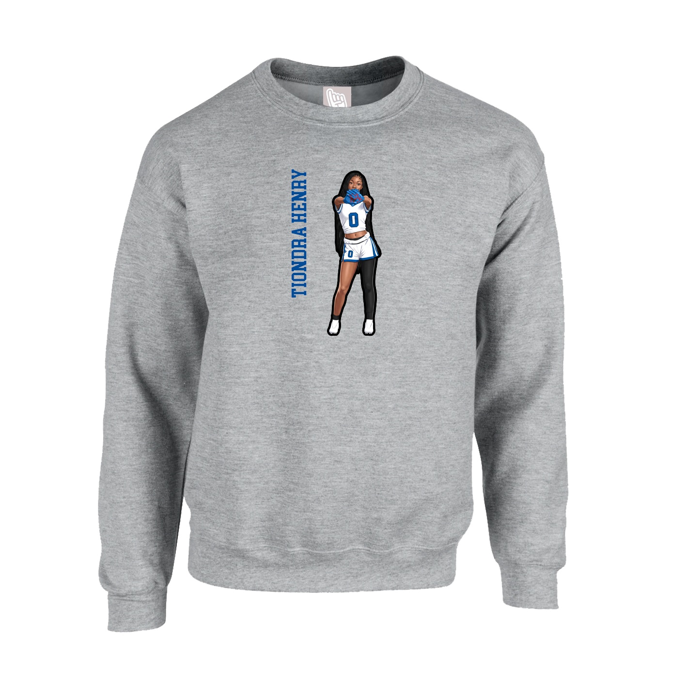 Fleece Crew — Name Vertical in Grey
