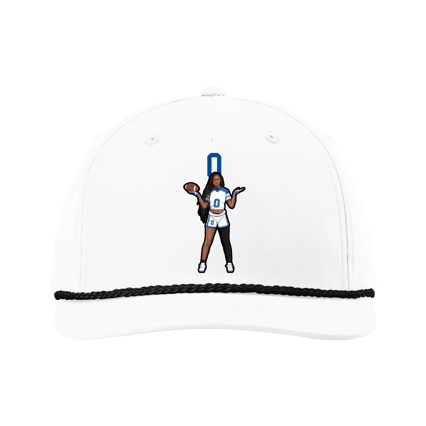 Five-Panel Classic Rope Cap — Number Top in White