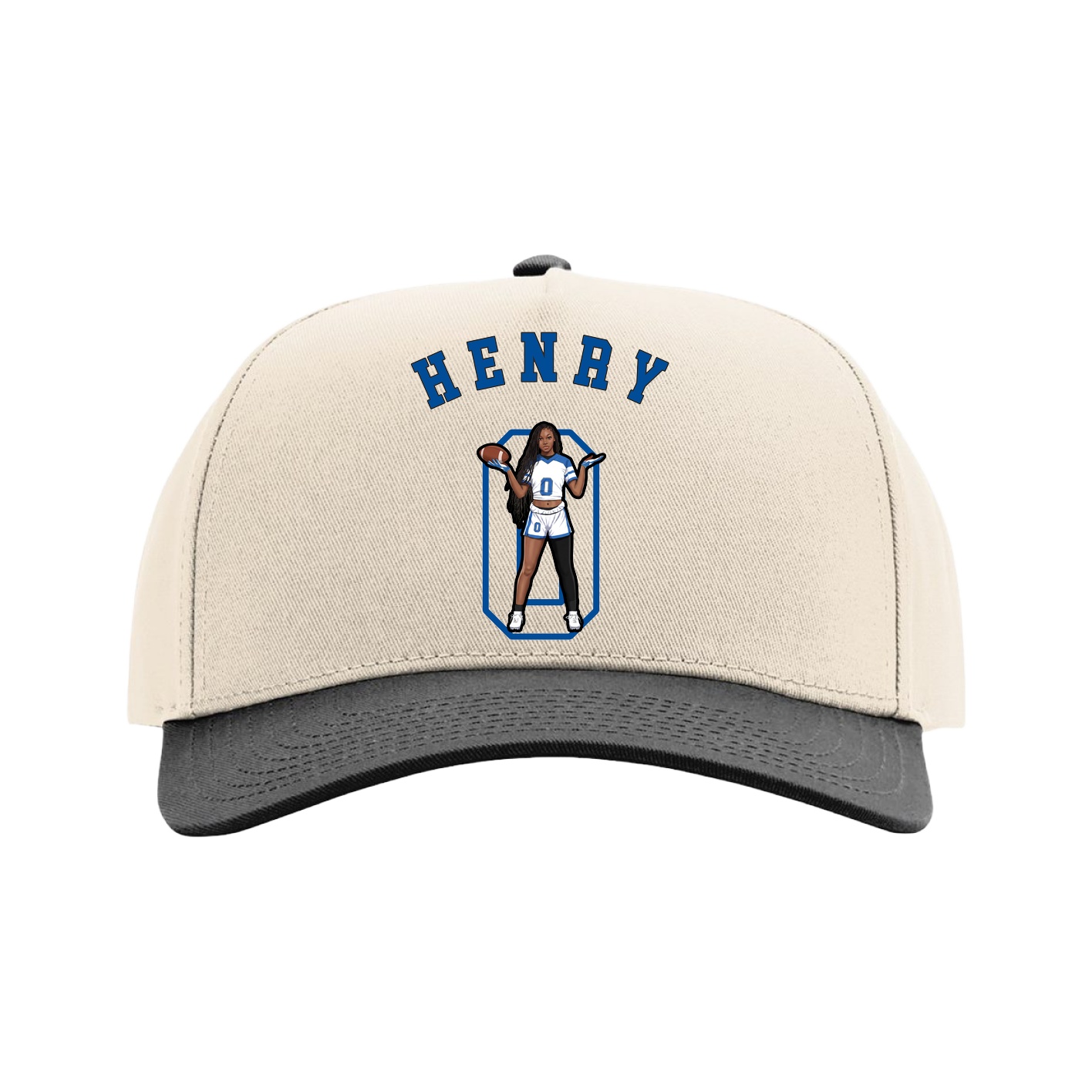 Full Fabric Five-Panel Champ Cap — Shirsey Arch in Cream/Black