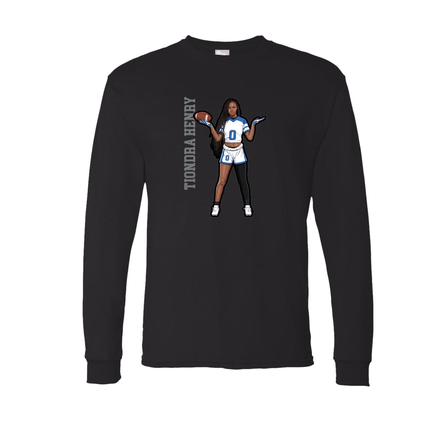 Long Sleeve Tee — Name Vertical in Black