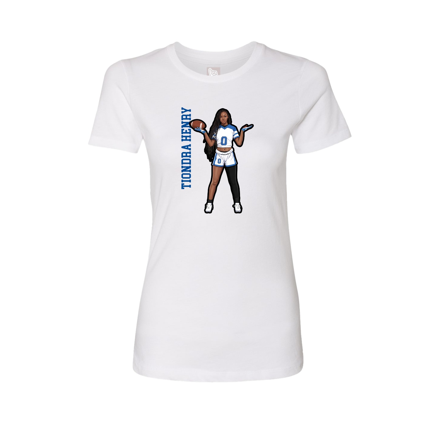Womens Tee — Name Vertical in White