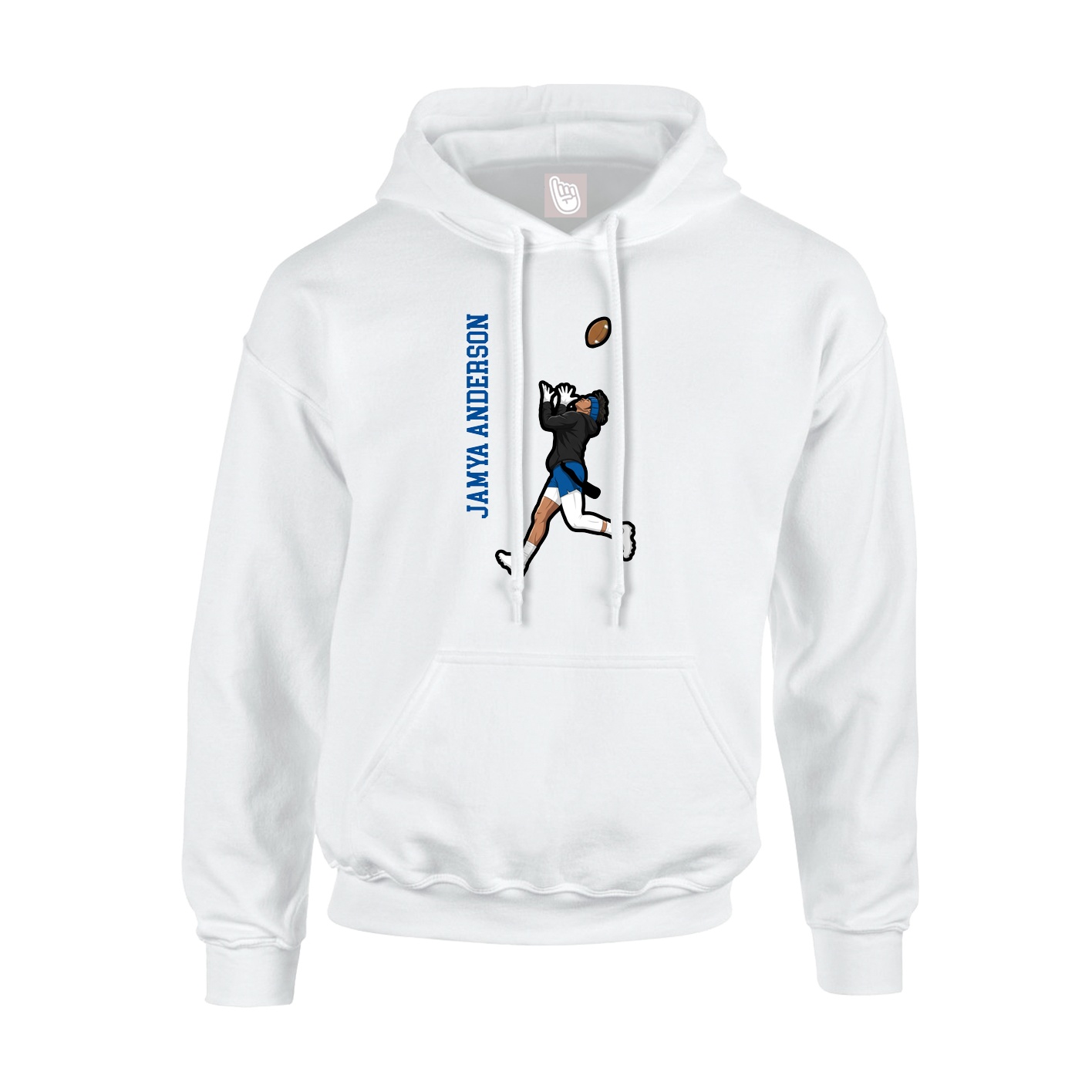 Youth Hoodie — Name Vertical in White