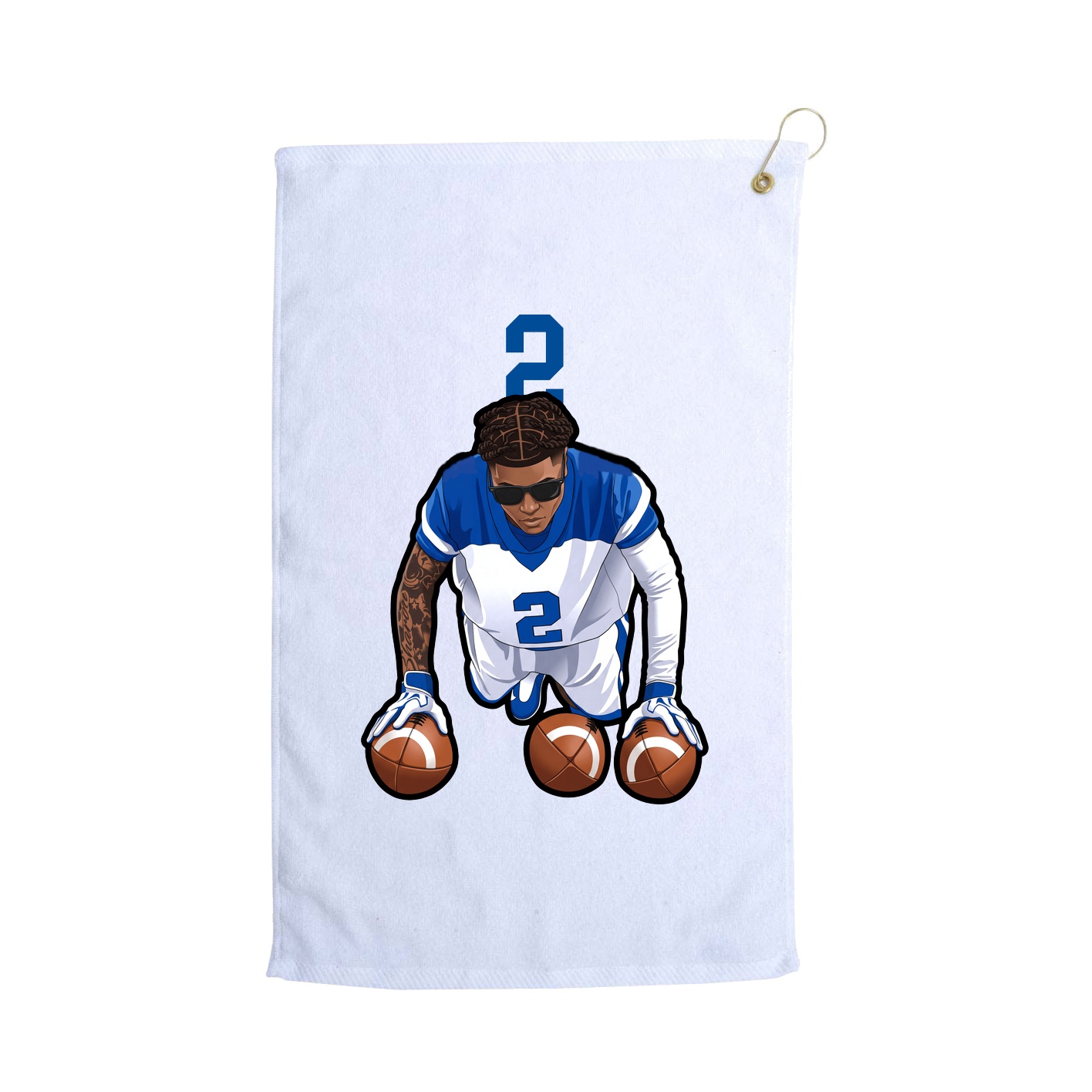 Golf Towel — Number Top in White