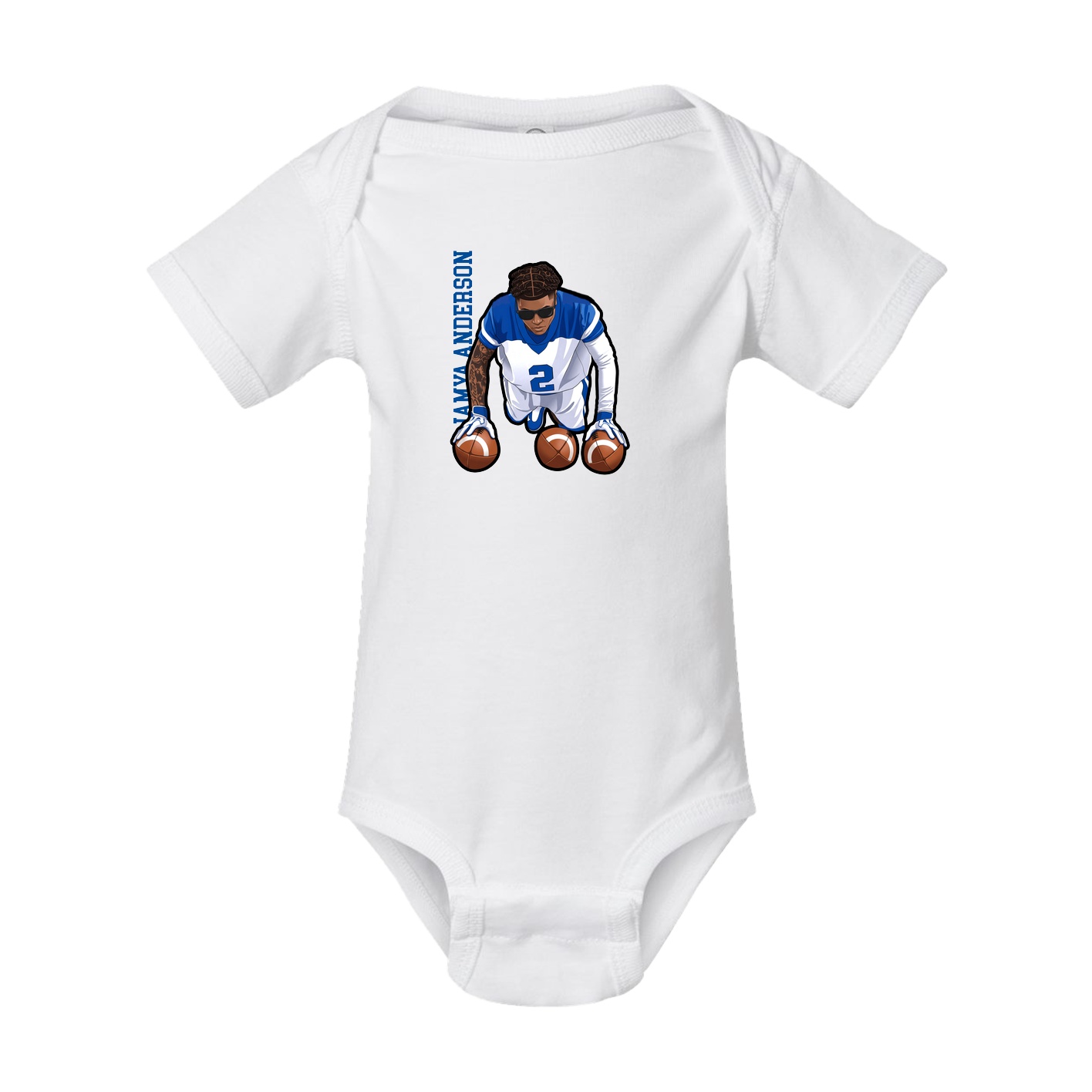 Baby Onesie — Name Vertical in White