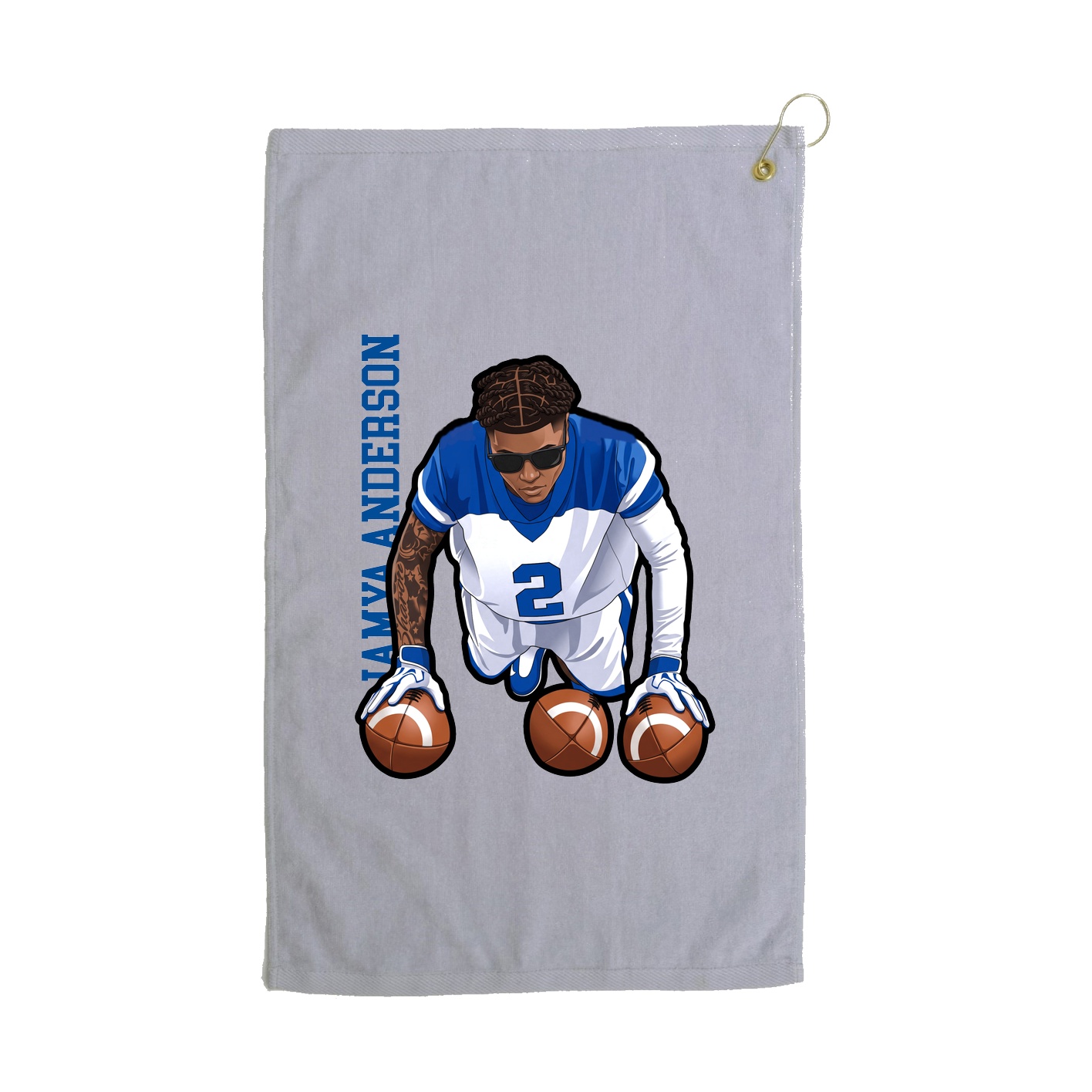 Golf Towel — Name Vertical in Grey