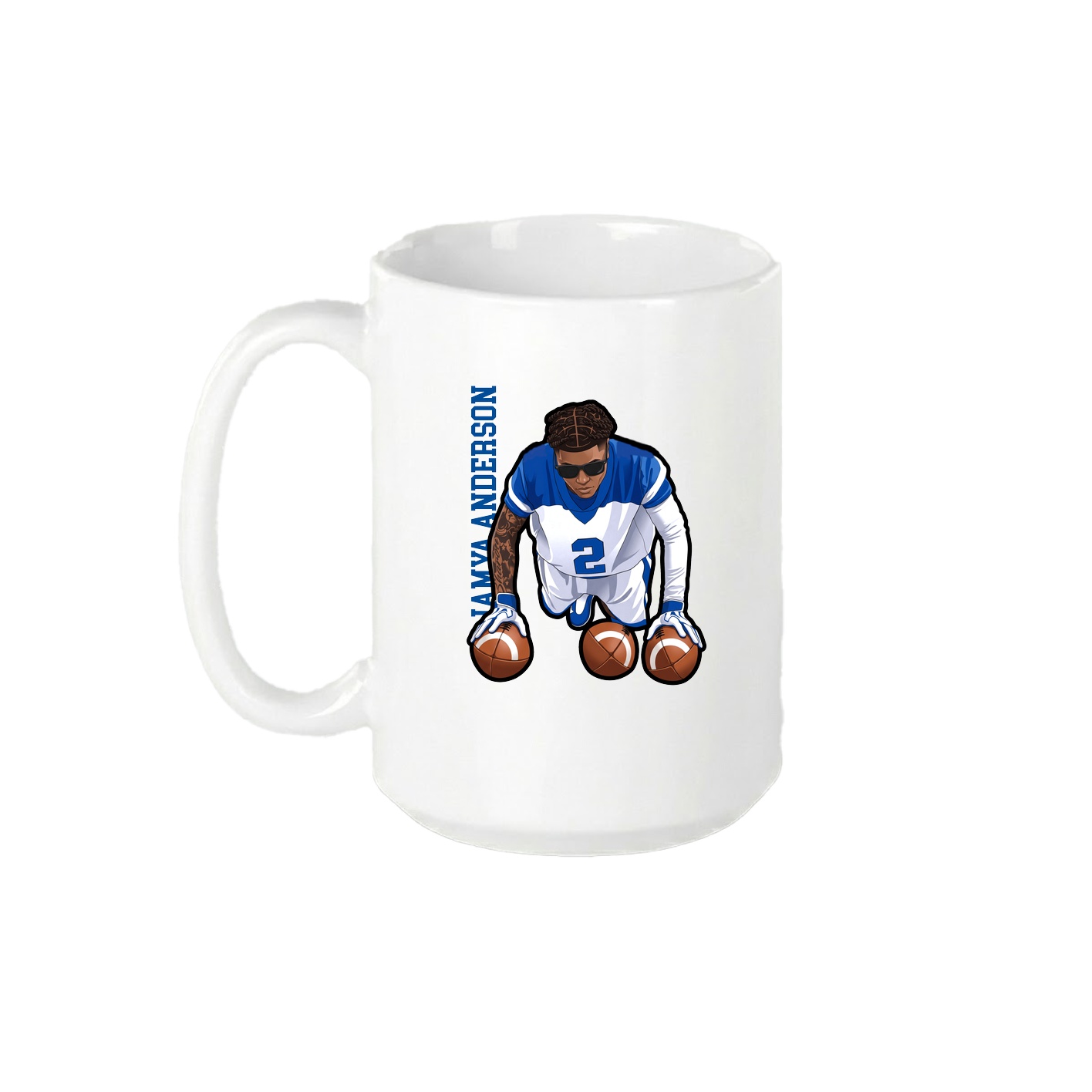15oz Coffee Mug — Name Vertical in White