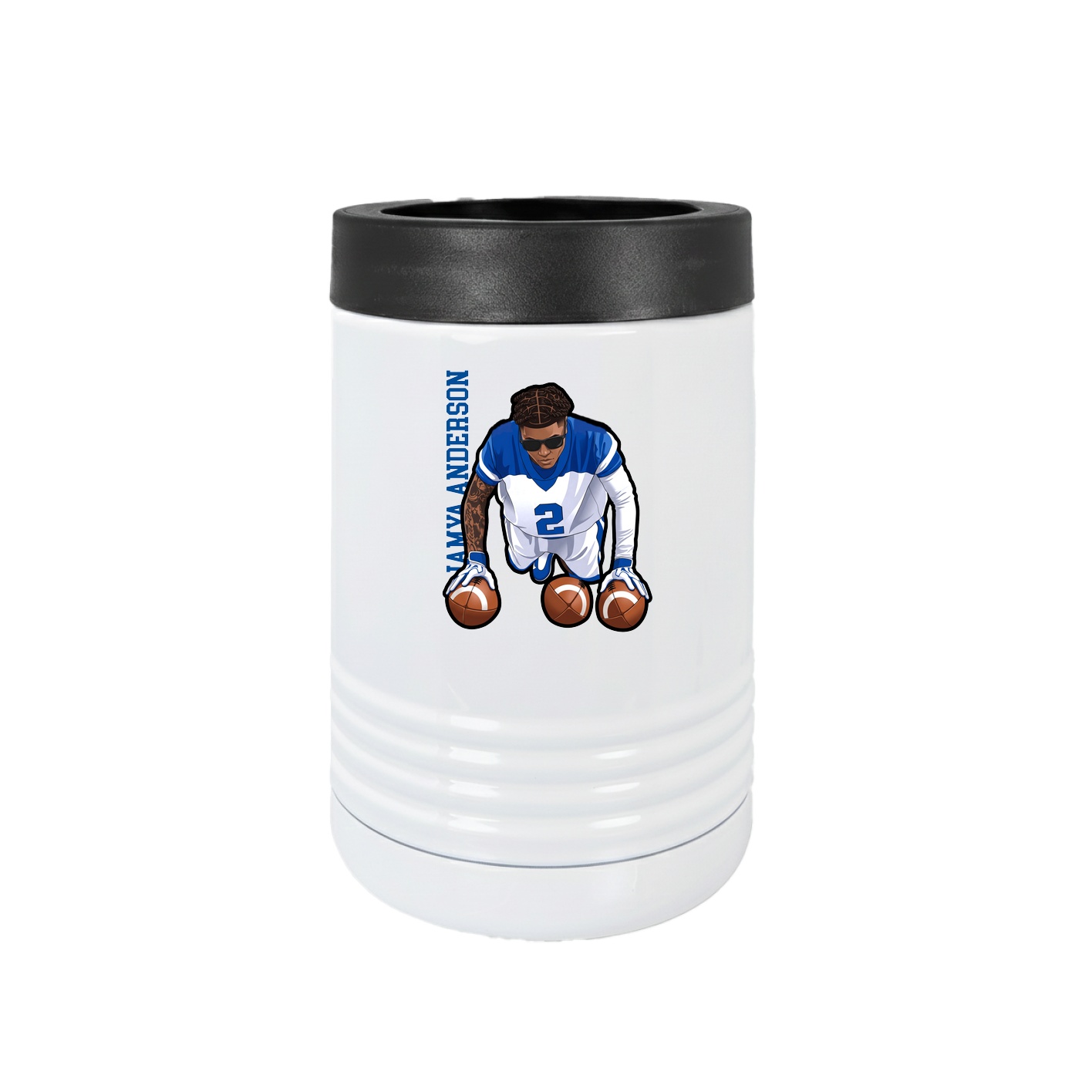 Beverage Holder — Name Vertical in White