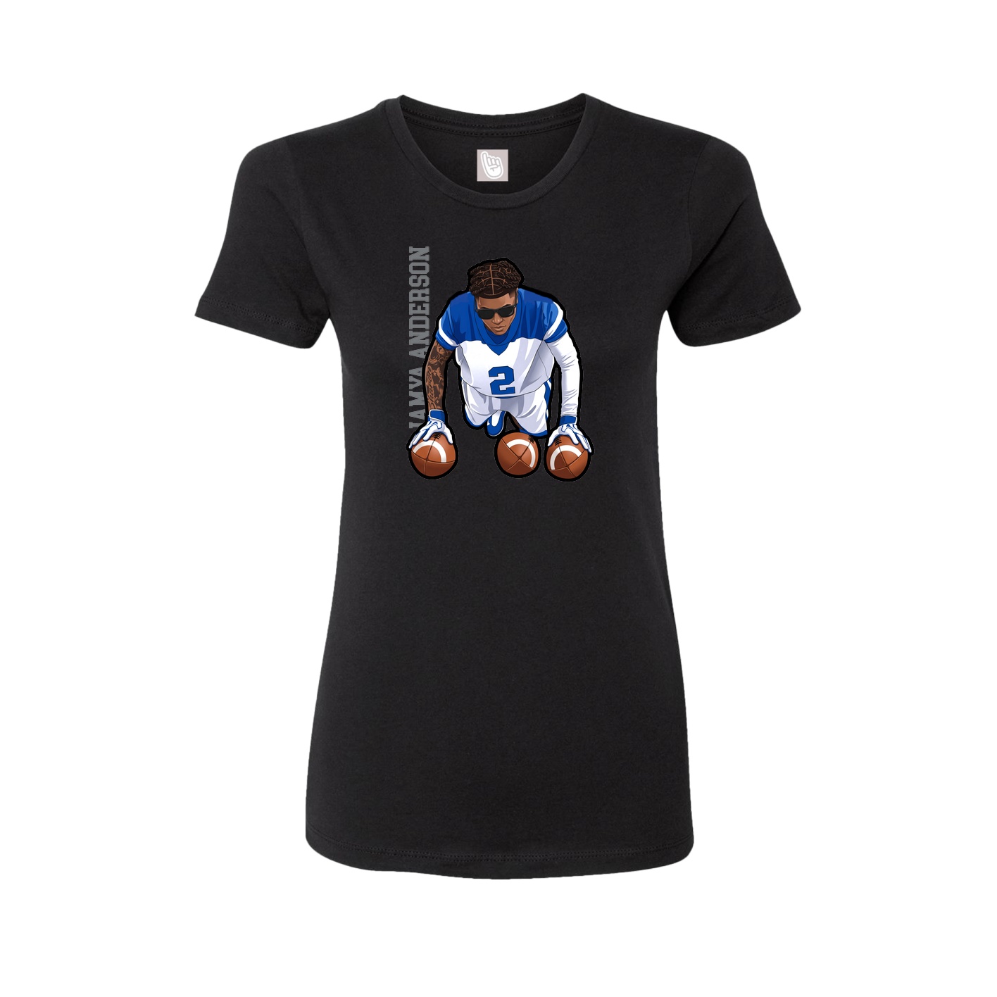 Womens Tee — Name Vertical in Black