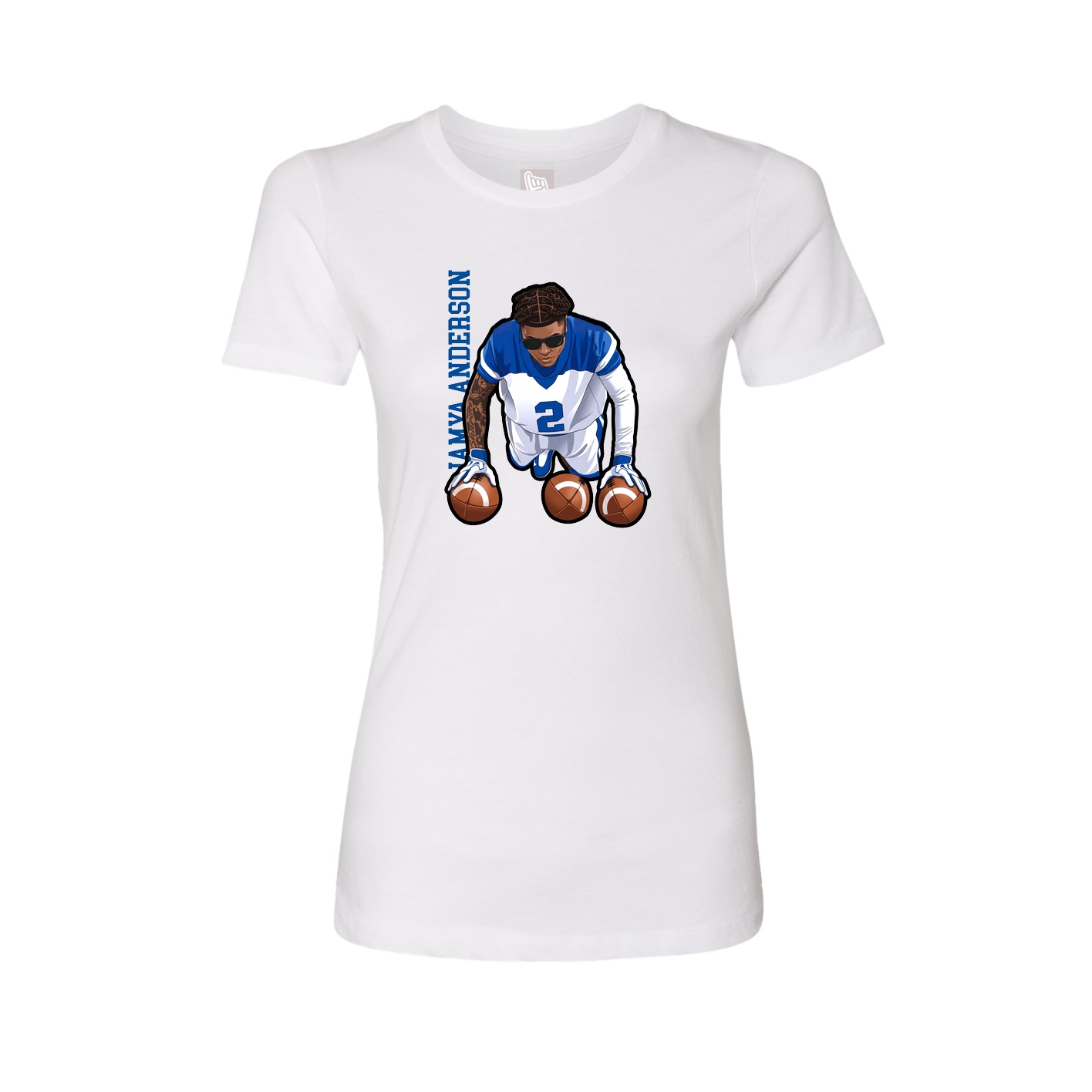 Fitted Women's Tee — Name Vertical in White
